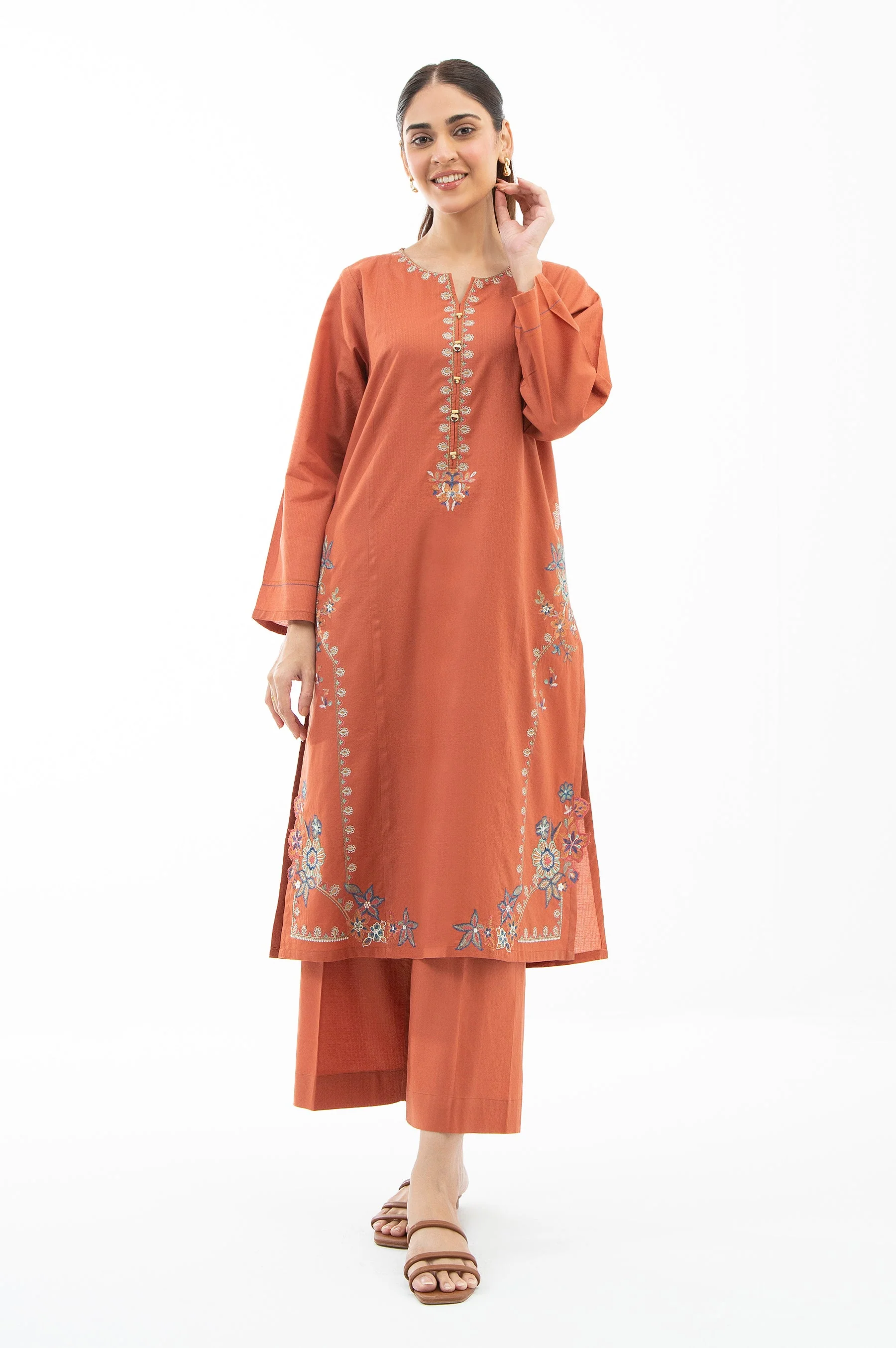 EMBROIDERED DOBBY STITCHED 2 PIECE SUIT (FACTORY E-OUTLET) - Image 6