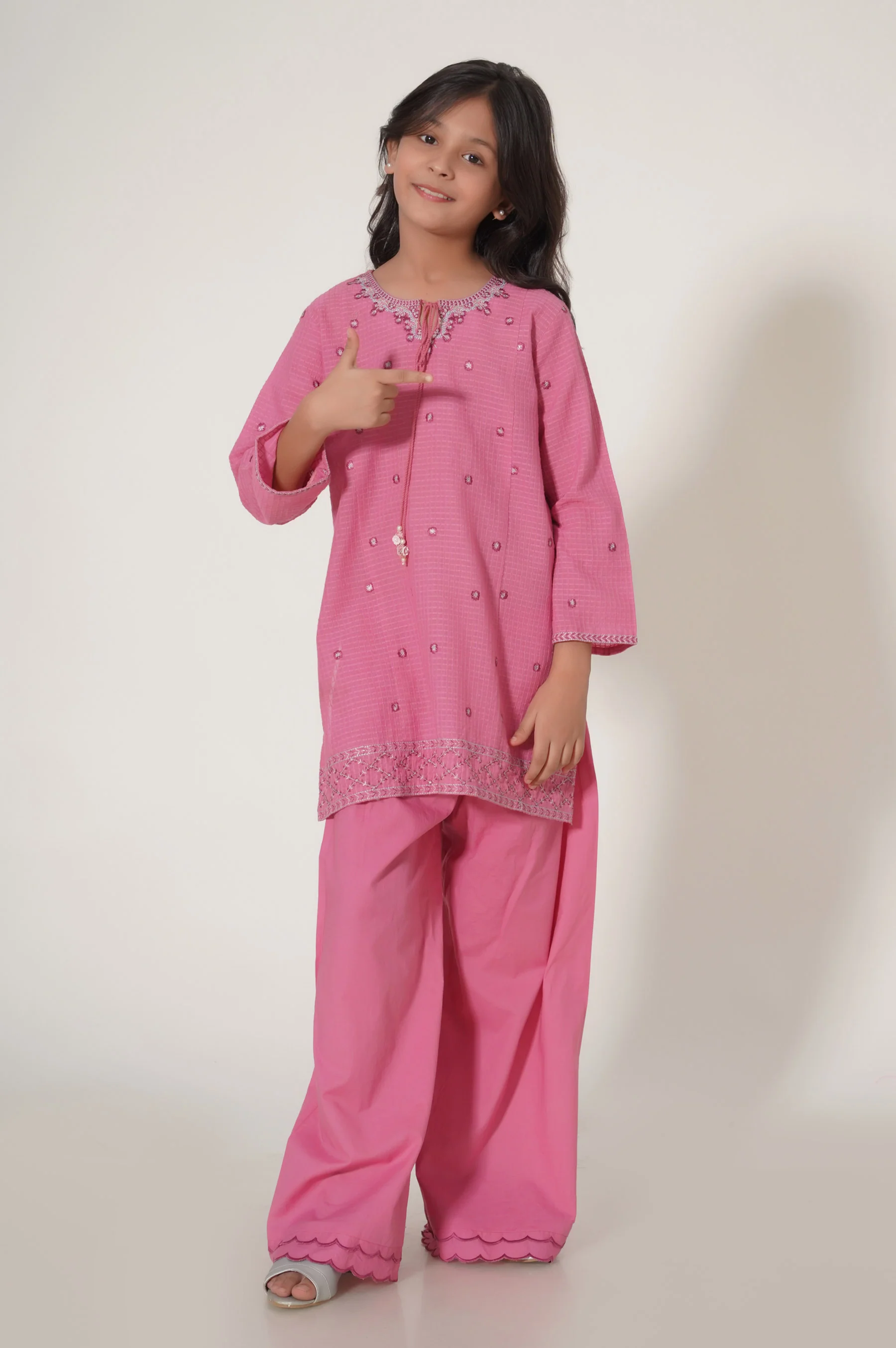 Stitched 2 Piece Embroidered Doria Checks Suit - Image 2