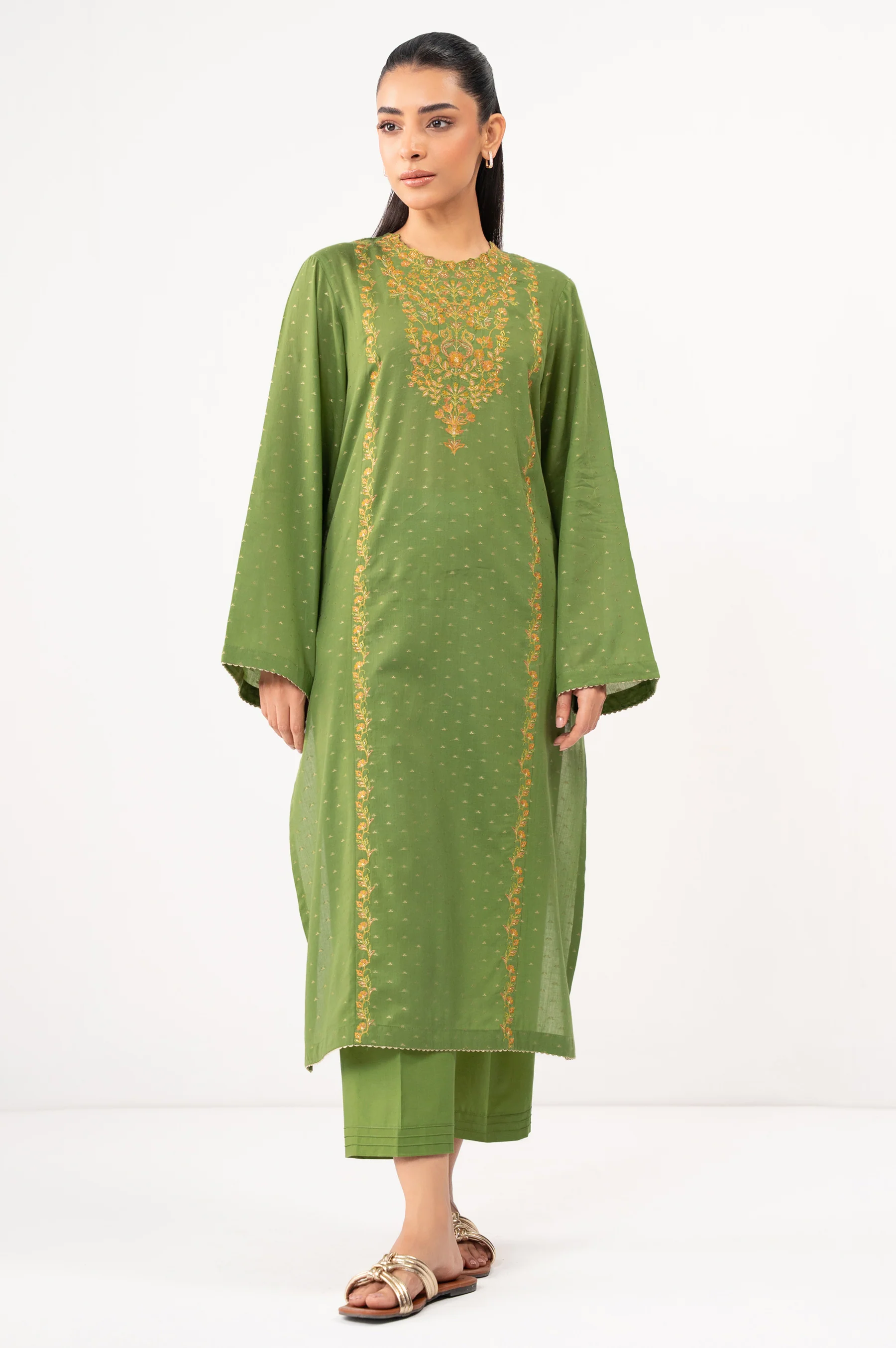 STITCHED EMBROIDERED JACQUARD SHIRT BOTTOM