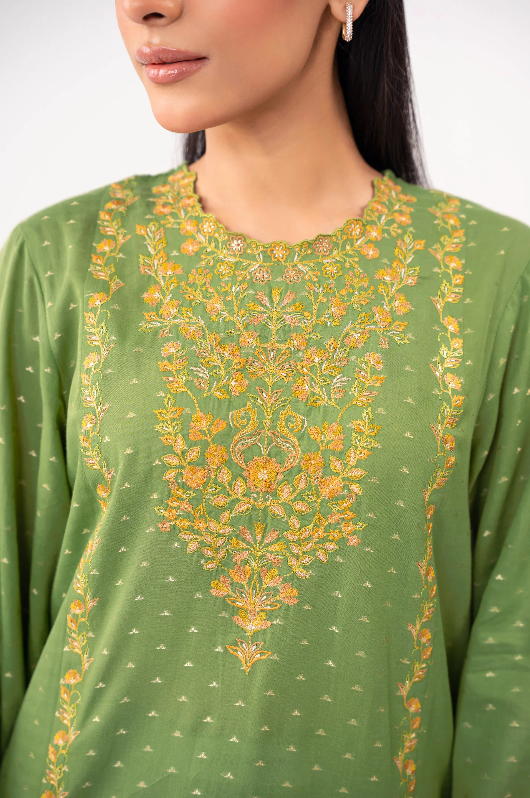 STITCHED EMBROIDERED JACQUARD SHIRT BOTTOM - Image 2