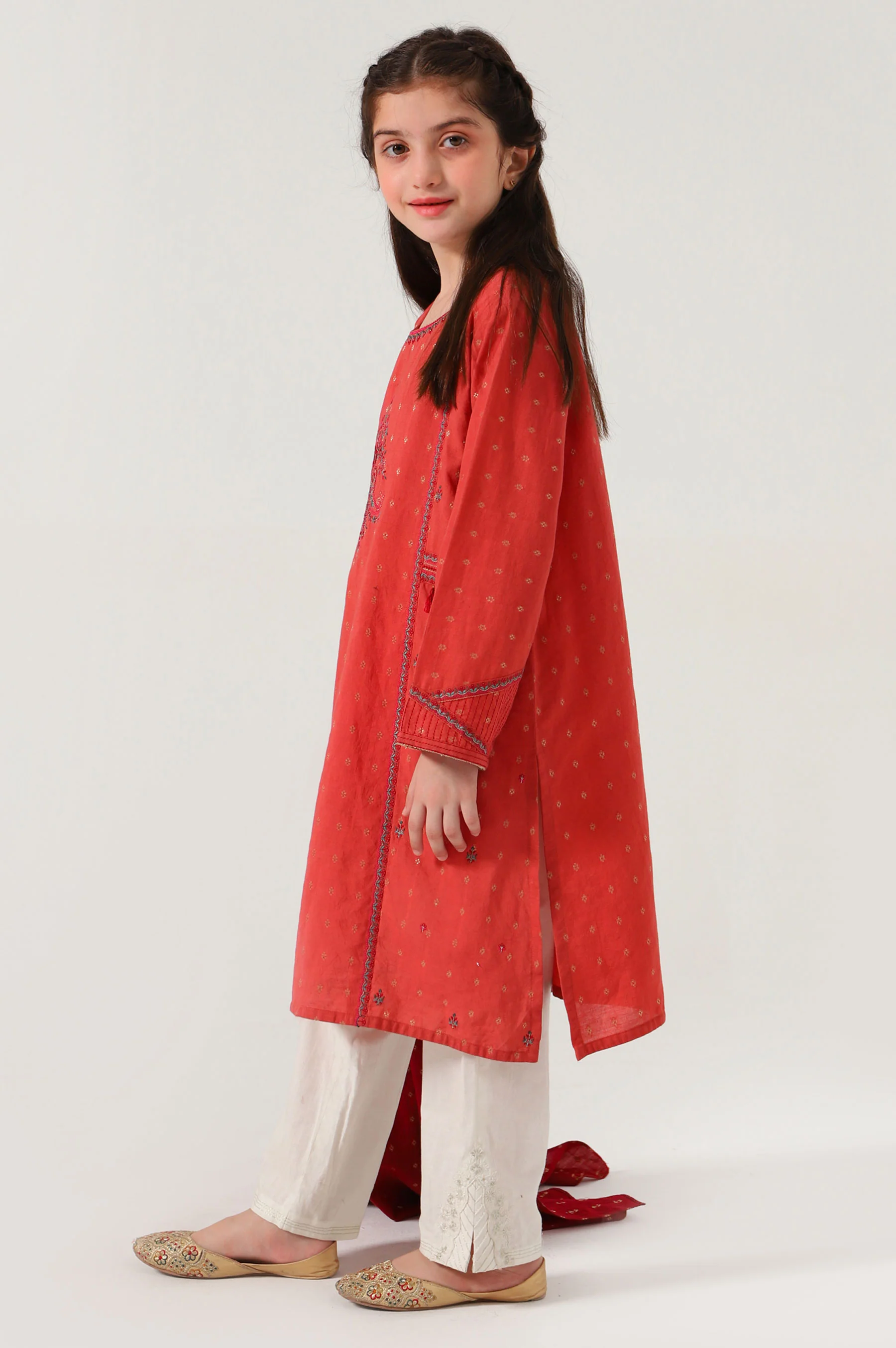 Stitched 2 Piece Embroidered Jacquard Suit - Image 3