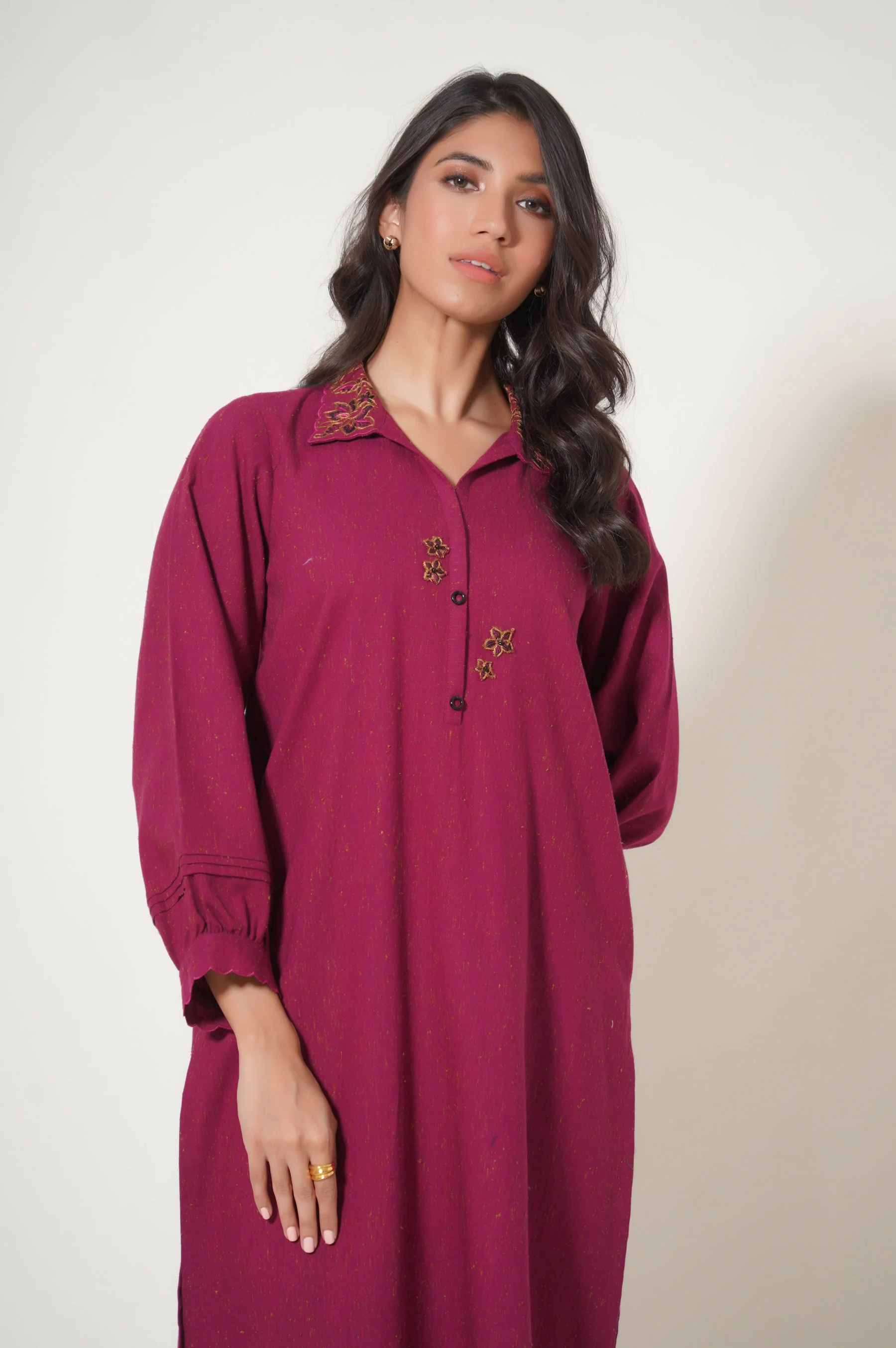 Stitched 2 Pc Embroidered Neps Khaddar Suit - Image 3