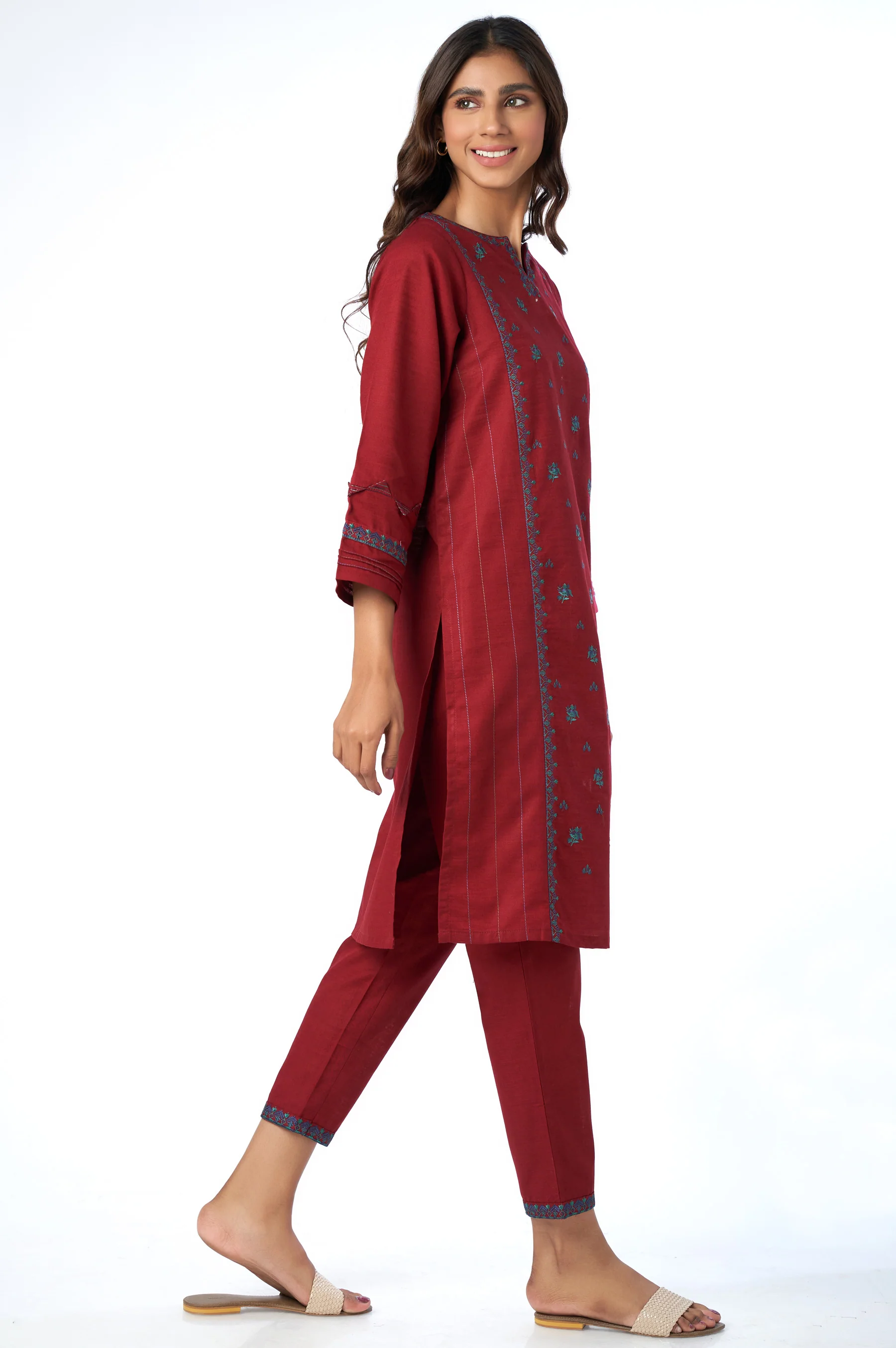 Stitched 2 Piece Embroidered Khaddar Suit - Image 2