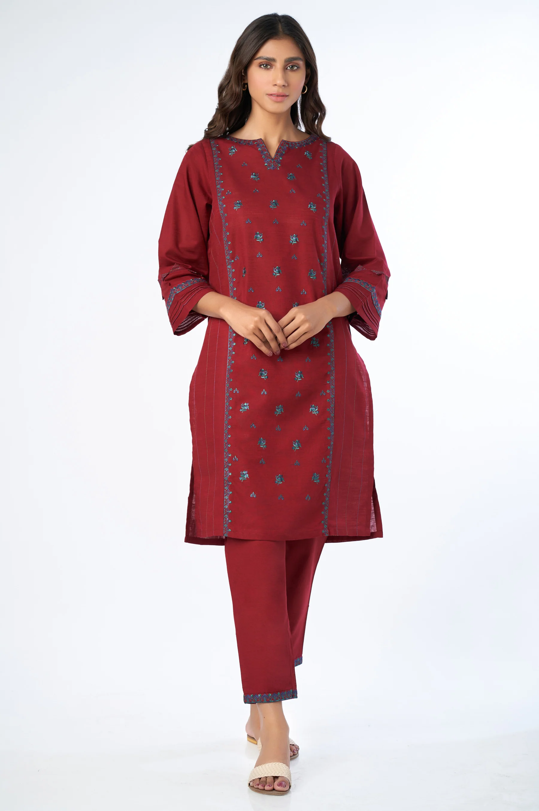 Stitched 2 Piece Embroidered Khaddar Suit - Image 3