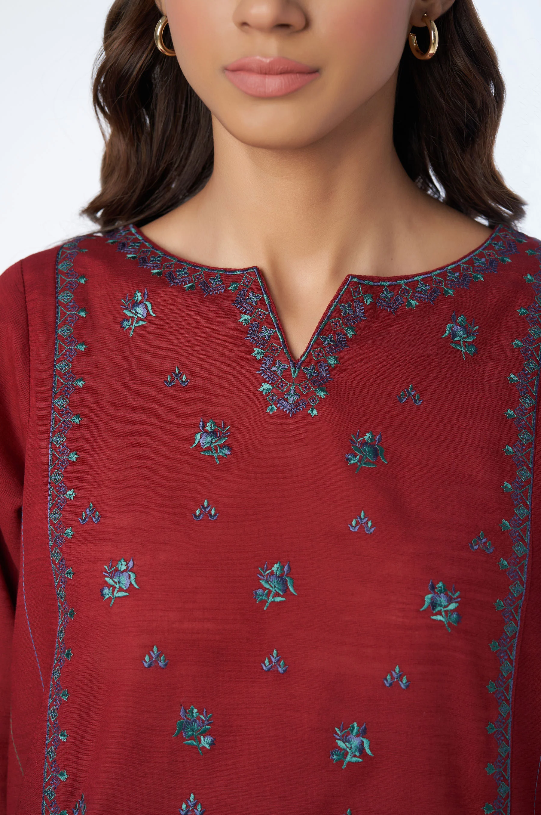 Stitched 2 Piece Embroidered Khaddar Suit - Image 5