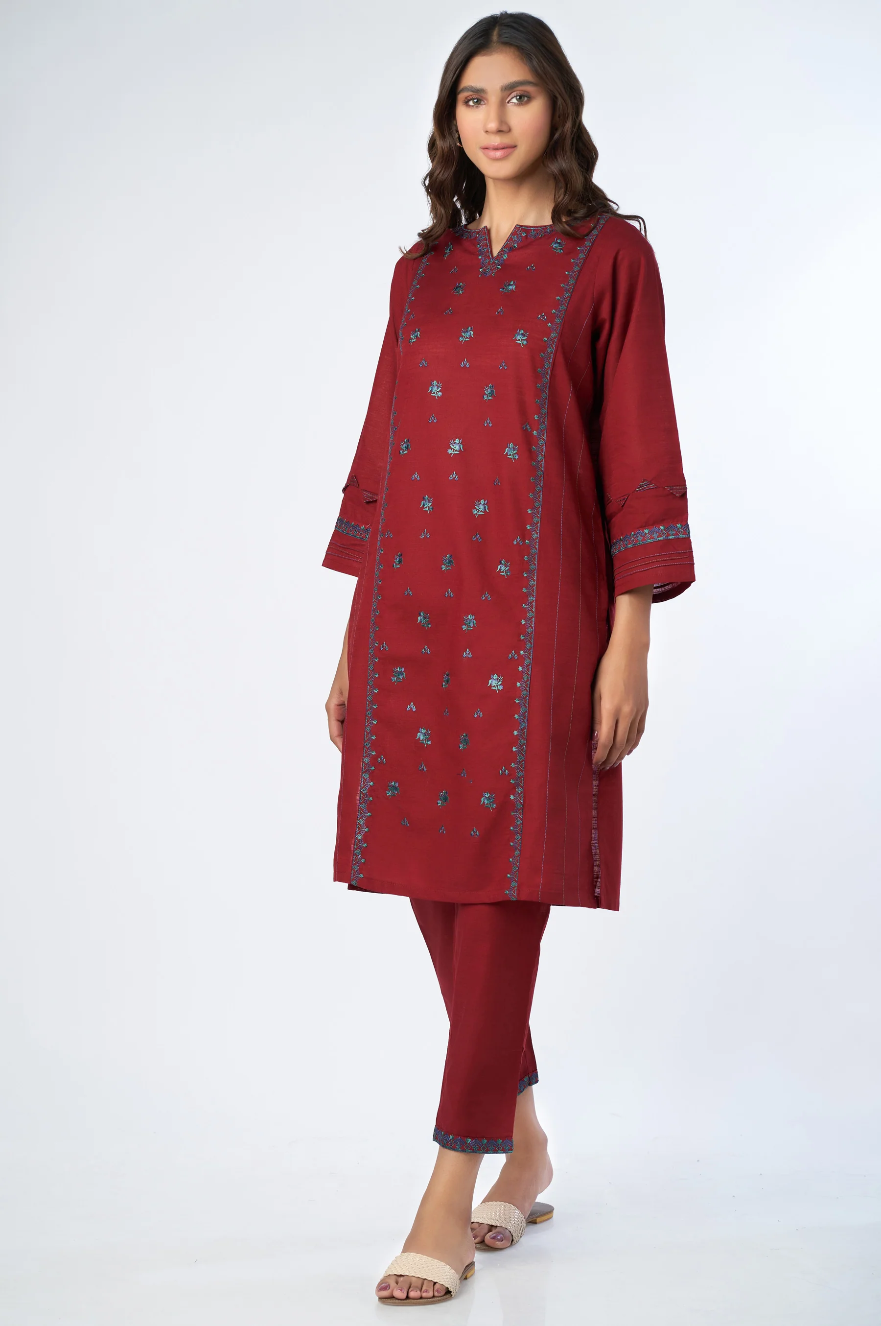 Stitched 2 Piece Embroidered Khaddar Suit - Image 6