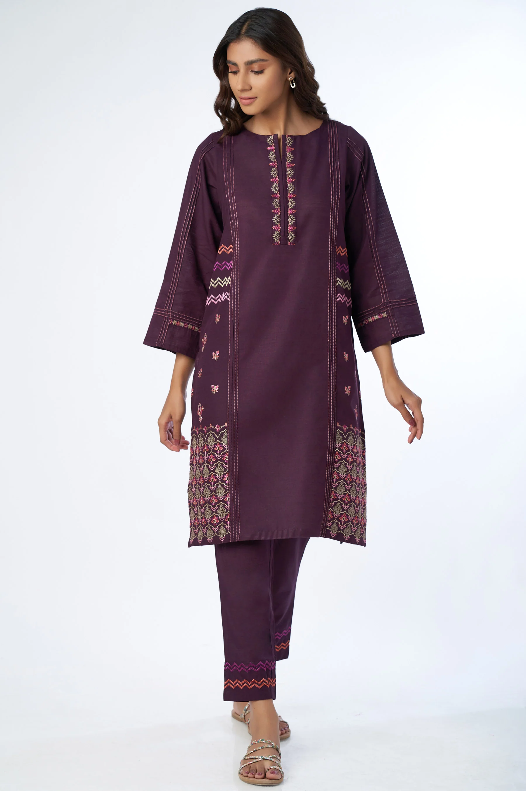 Stitched 2 Piece Embroidered Khaddar Suit - Image 2