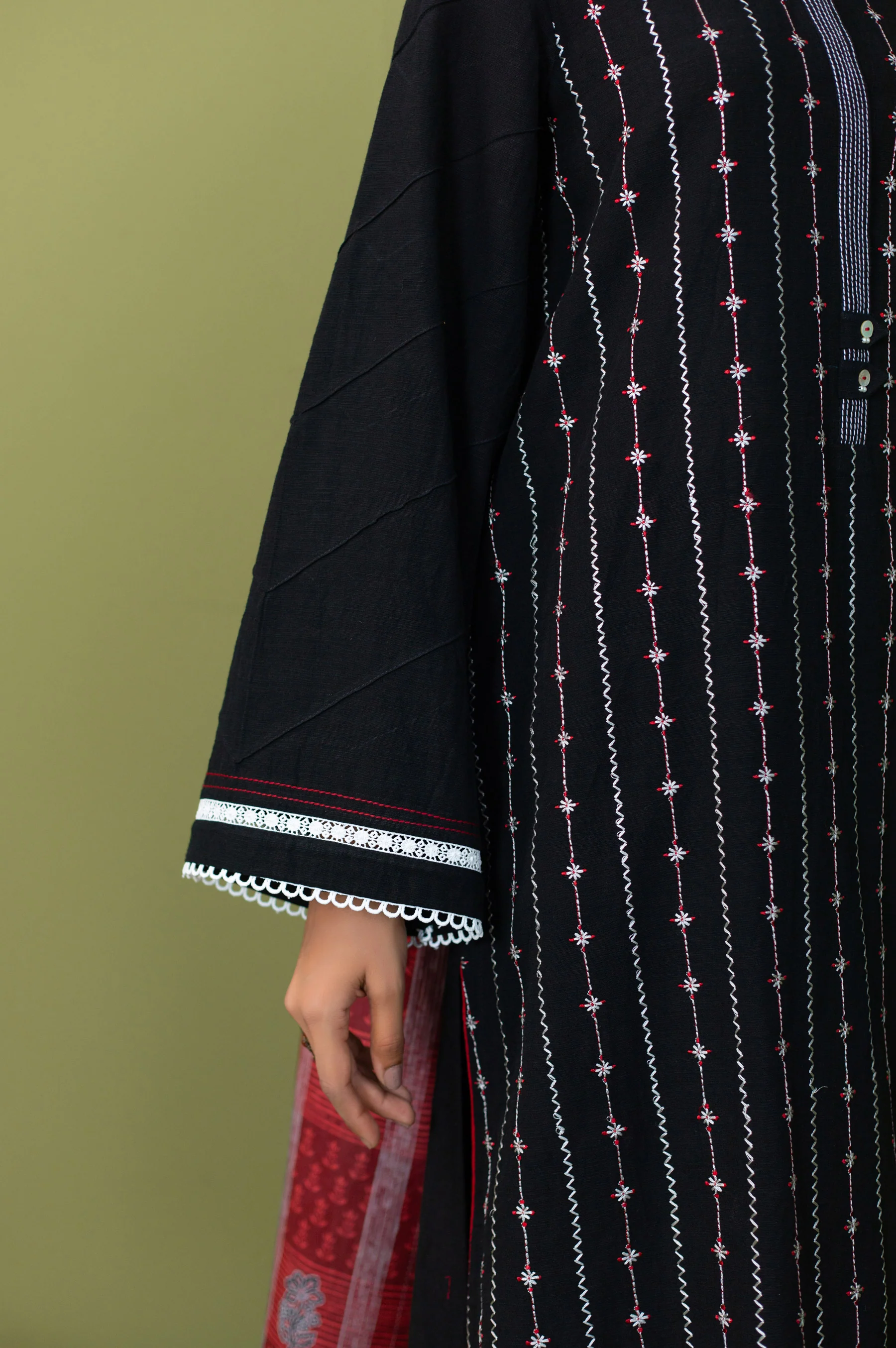 Stitched 2 Piece Dyed Embroidered Khaddar Suit - Image 5