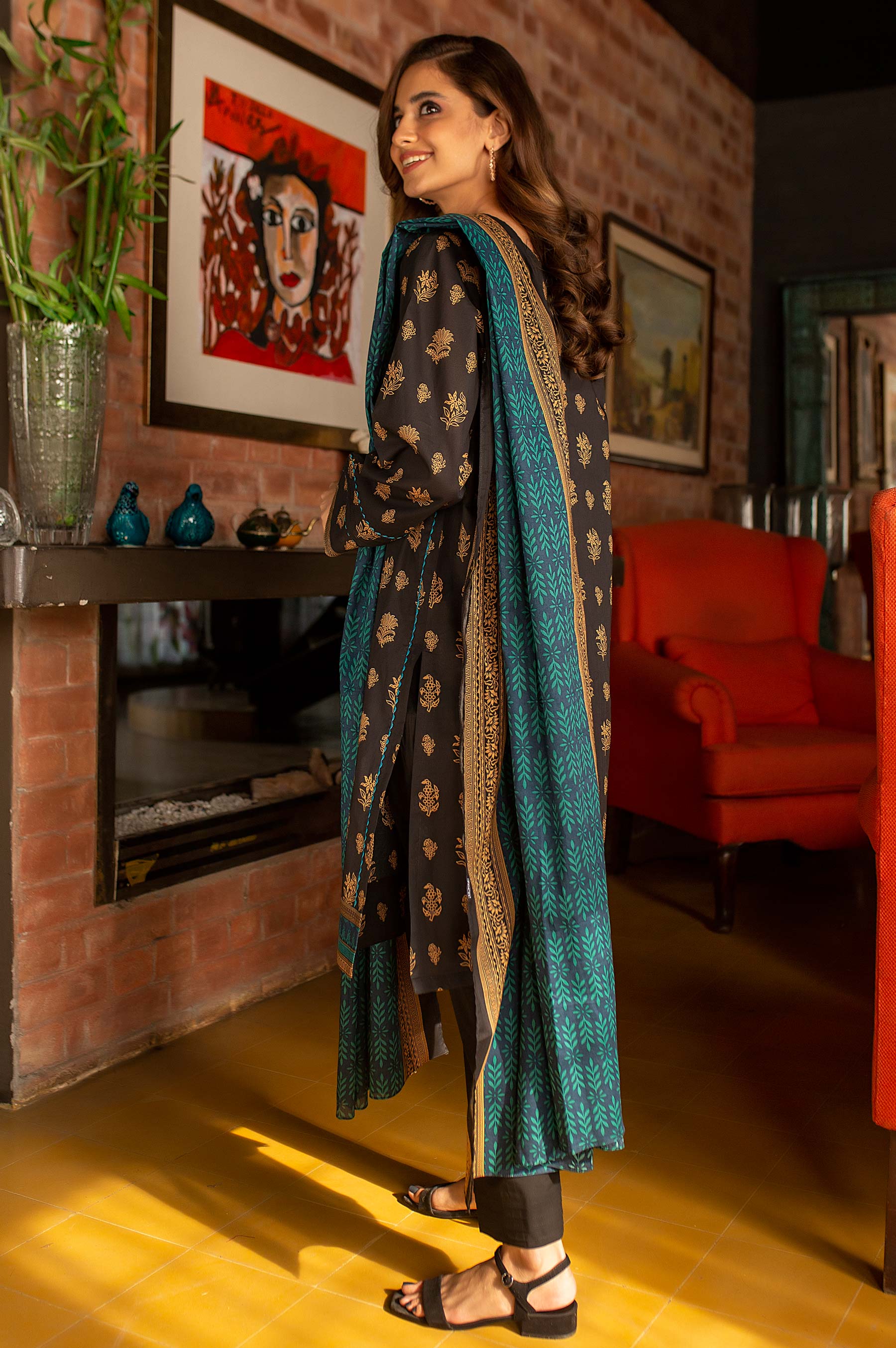 Stitched 2 Piece Embroidered Lawn Suit - Image 2