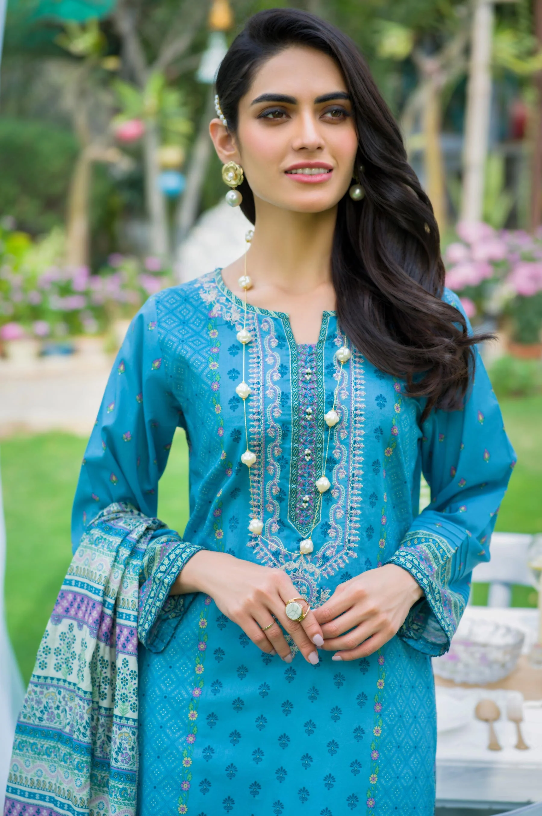 Stitched 2 Piece Embroidered Lawn Suit - Image 4