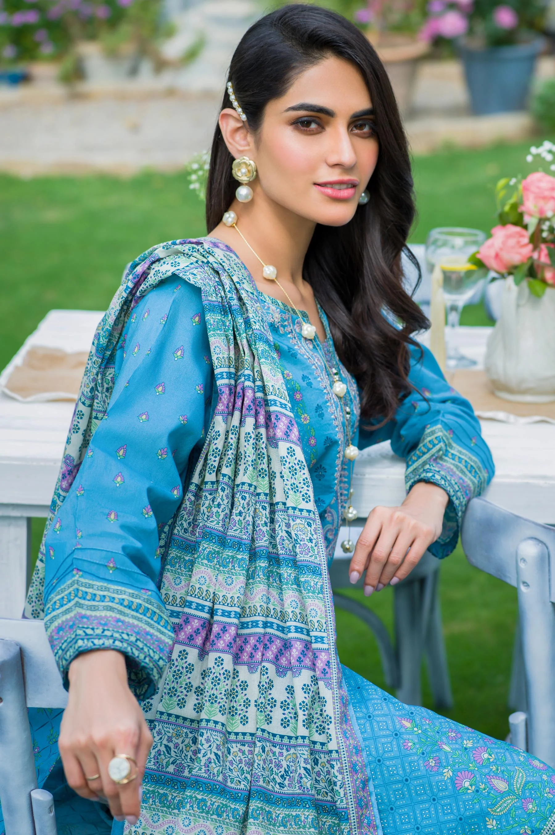 Stitched 2 Piece Embroidered Lawn Suit - Image 5