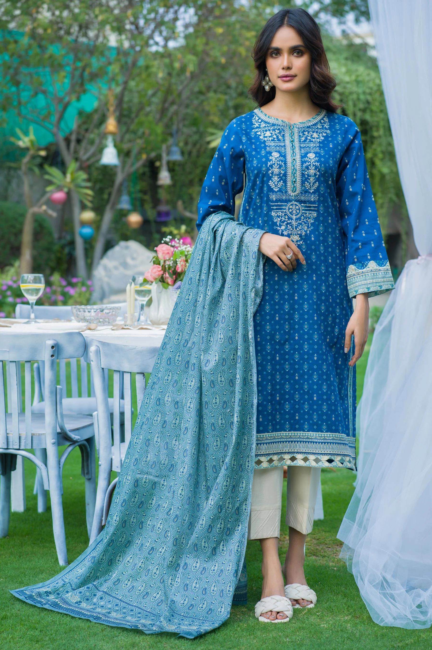 Stitched 2 Piece Embroidered Lawn Suit - Image 2