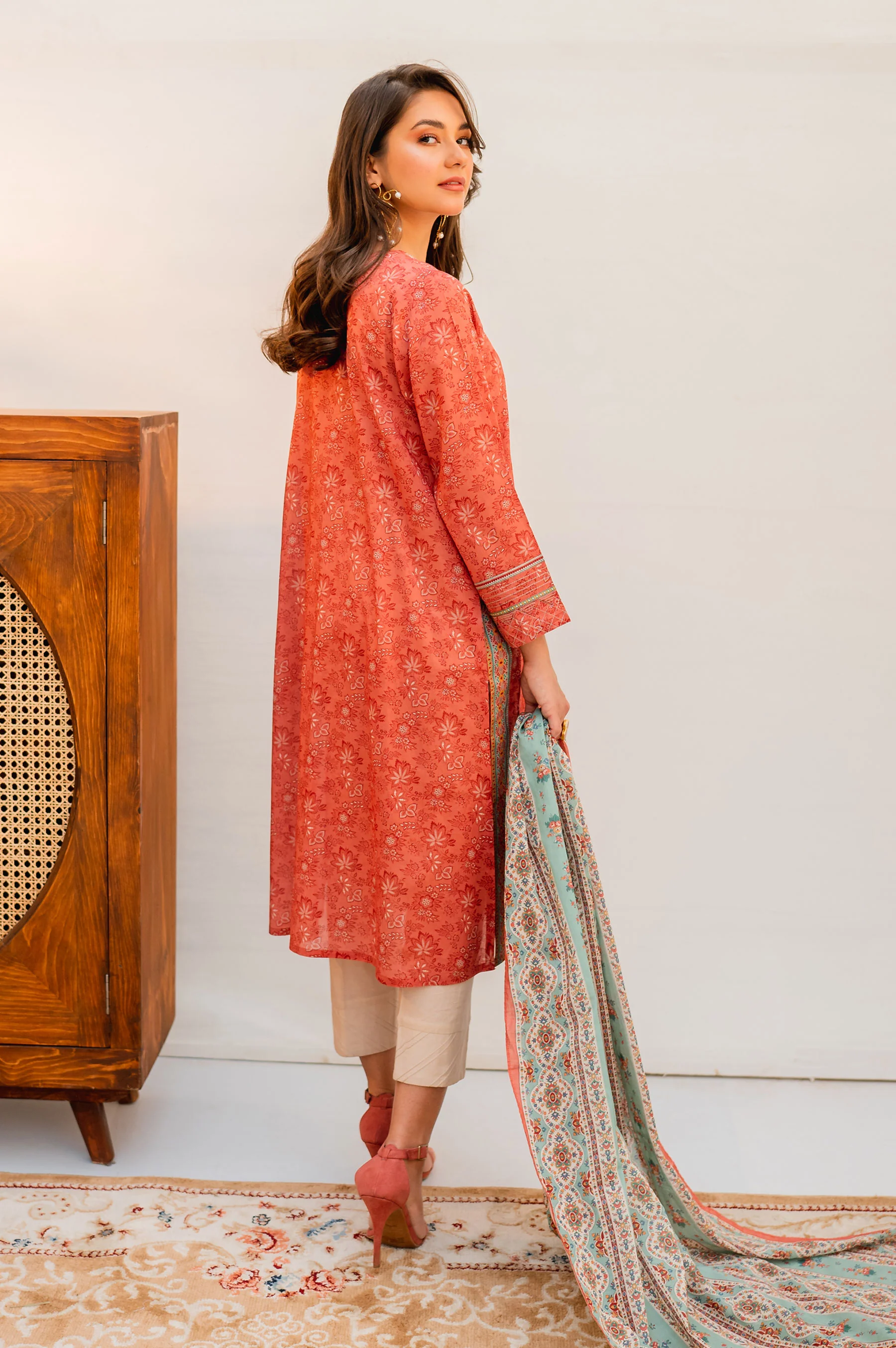 Stitched 2 Piece Embroidered Lawn with Voile Slub Suit - Image 2
