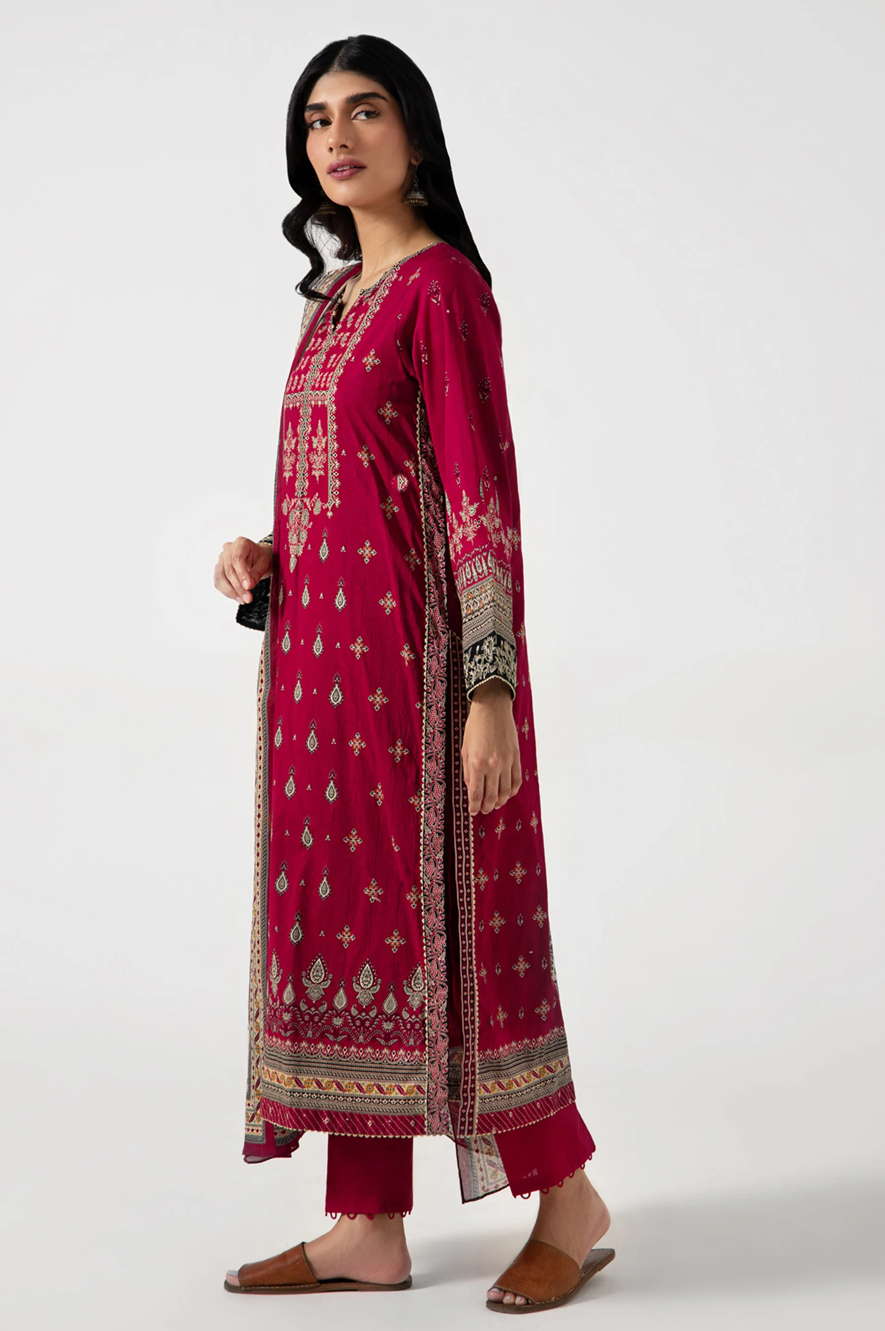 Stitched 2 Piece Embroidered Lawn Suit - Image 4