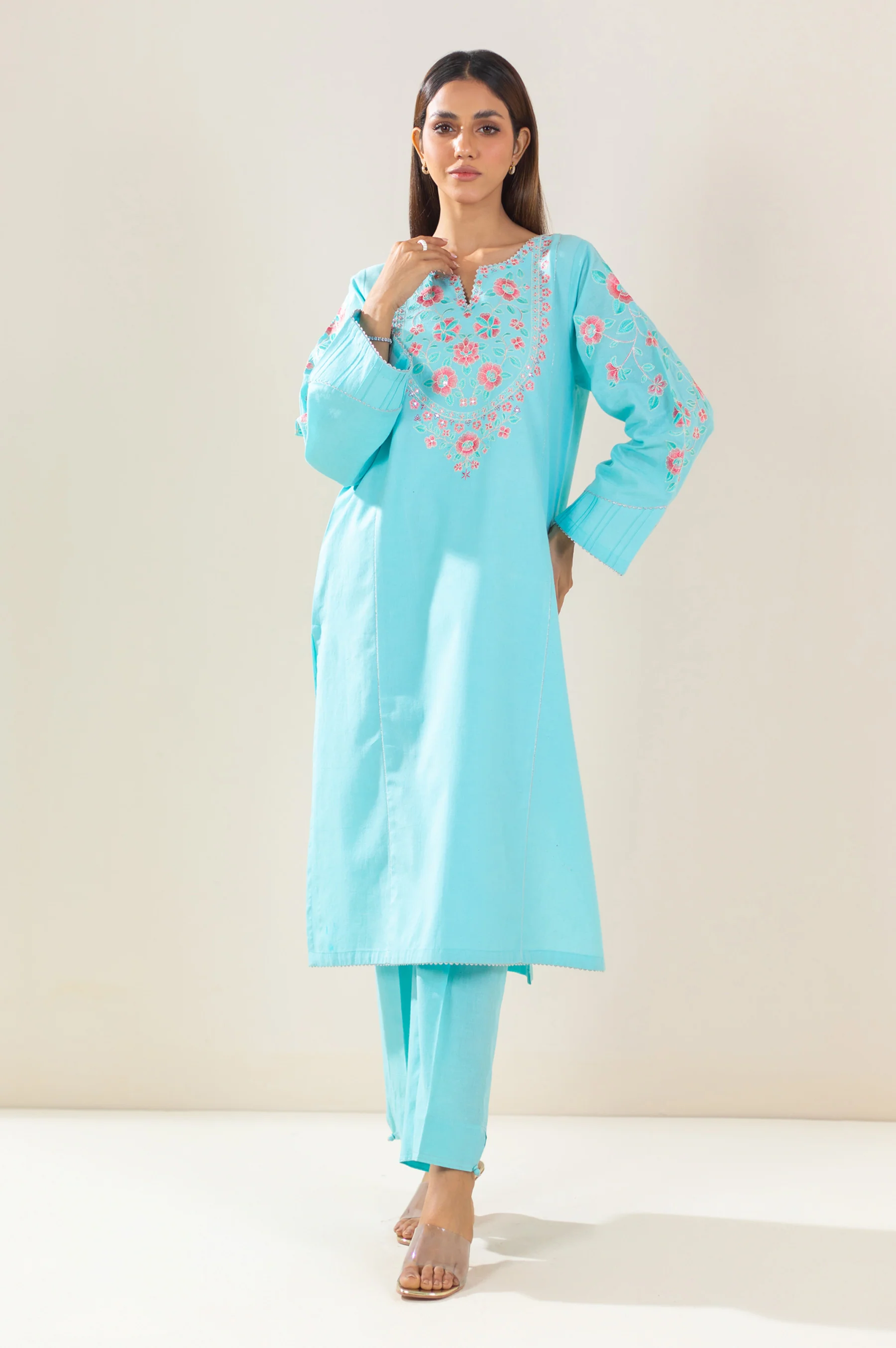 Stitched 2 Piece Embroidered Lawn Suit - Image 4