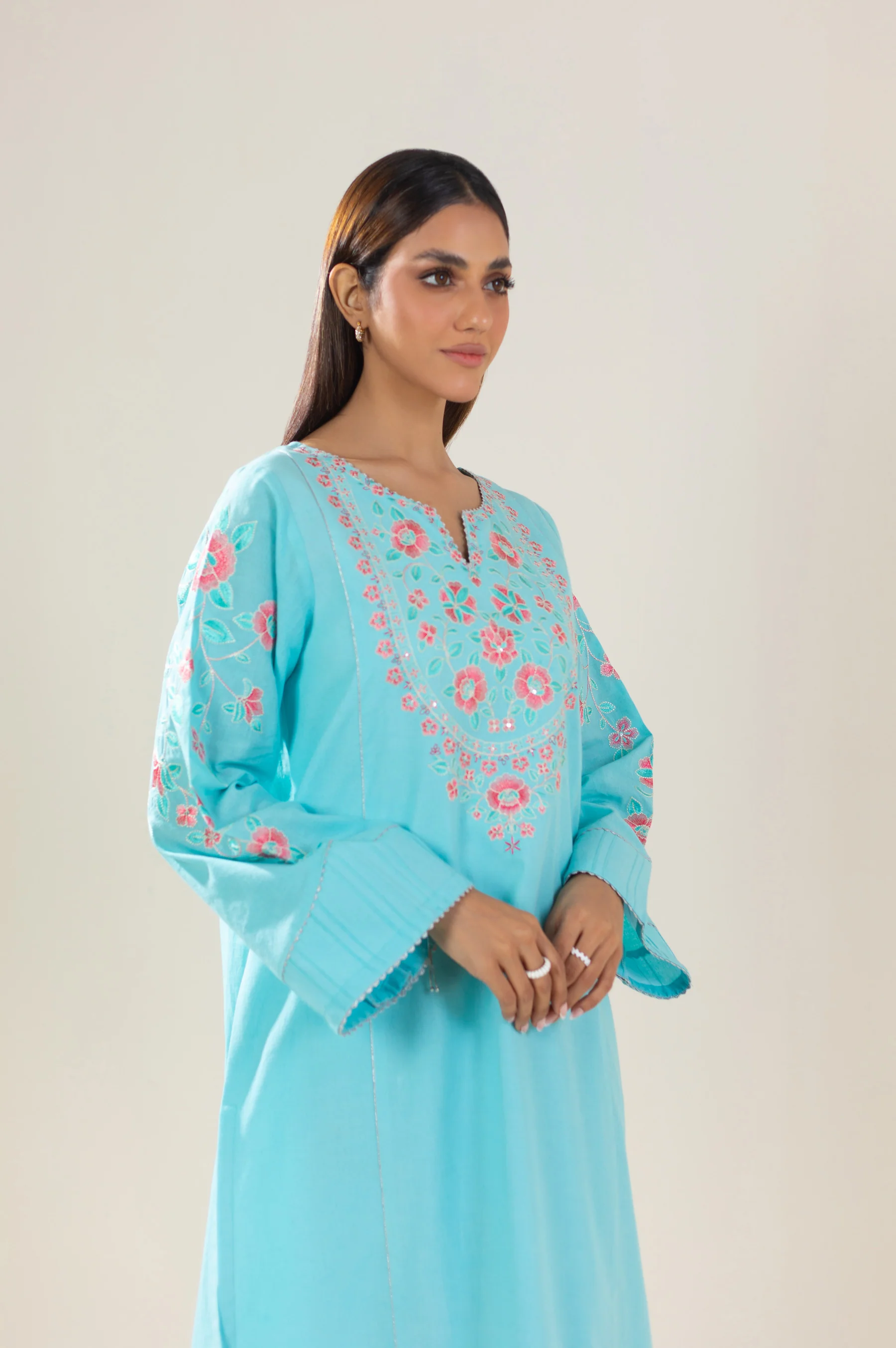 Stitched 2 Piece Embroidered Lawn Suit - Image 6