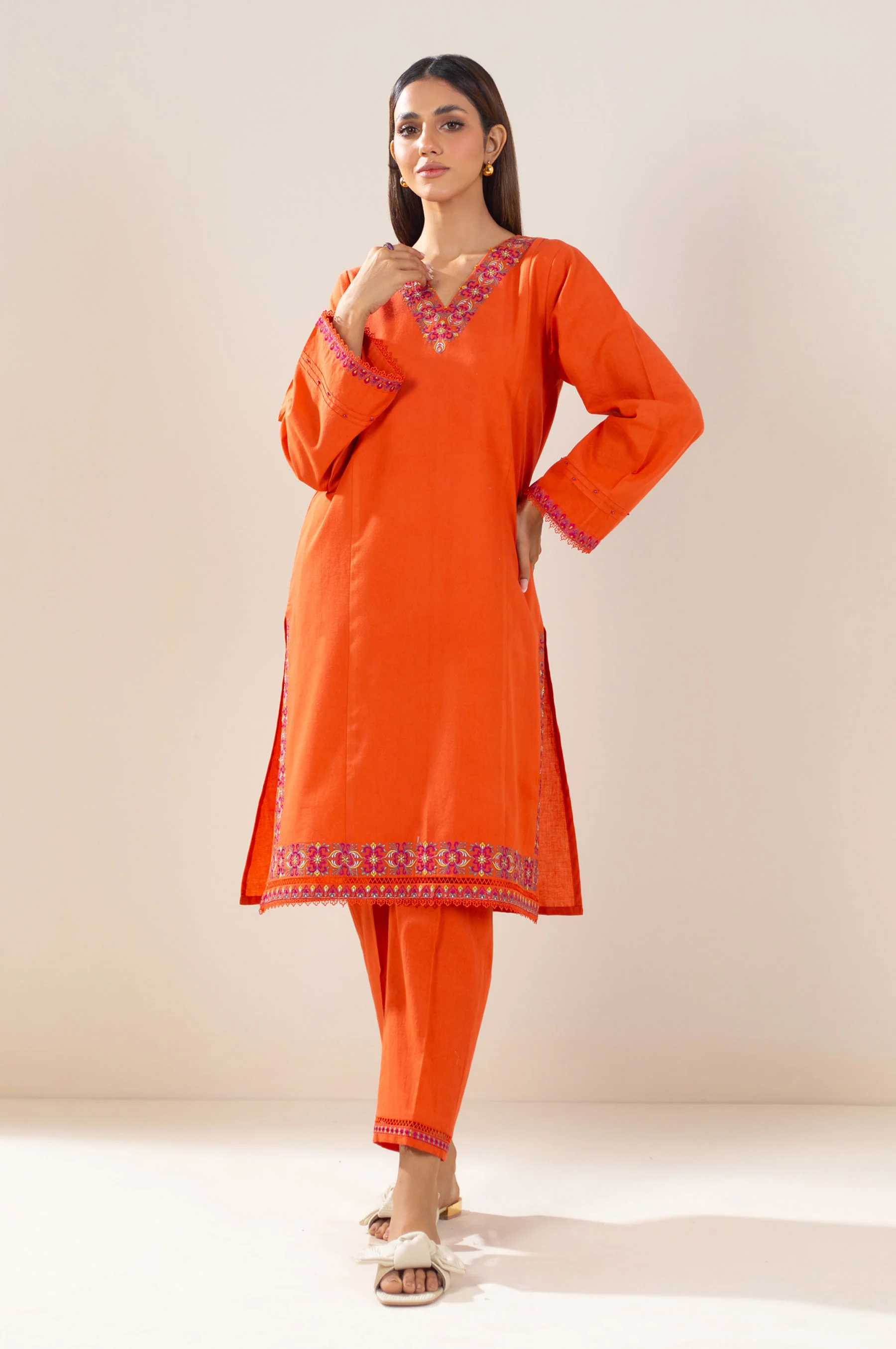 Stitched 2 Piece Embroidered Lawn Suit - Image 5