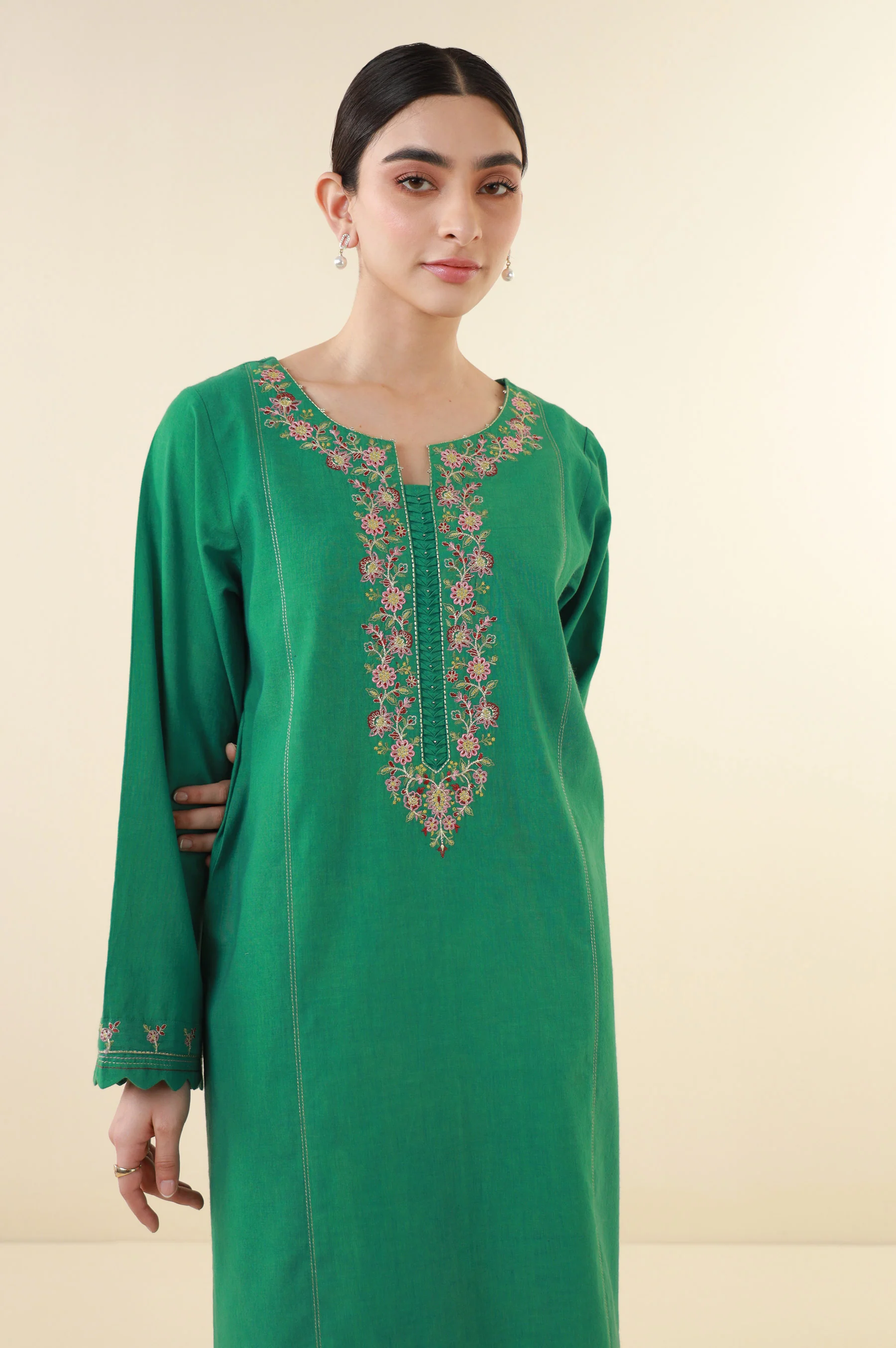 Stitched 2 Piece Embroidered Lawn Suit - Image 2