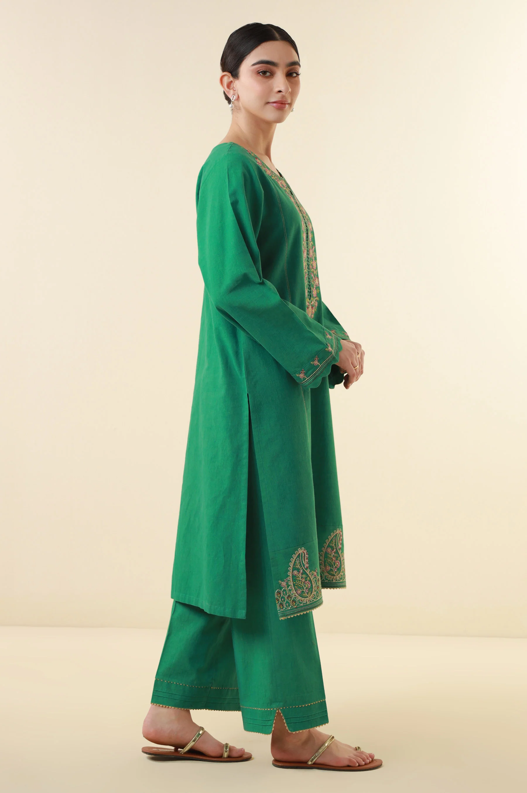 Stitched 2 Piece Embroidered Lawn Suit - Image 4