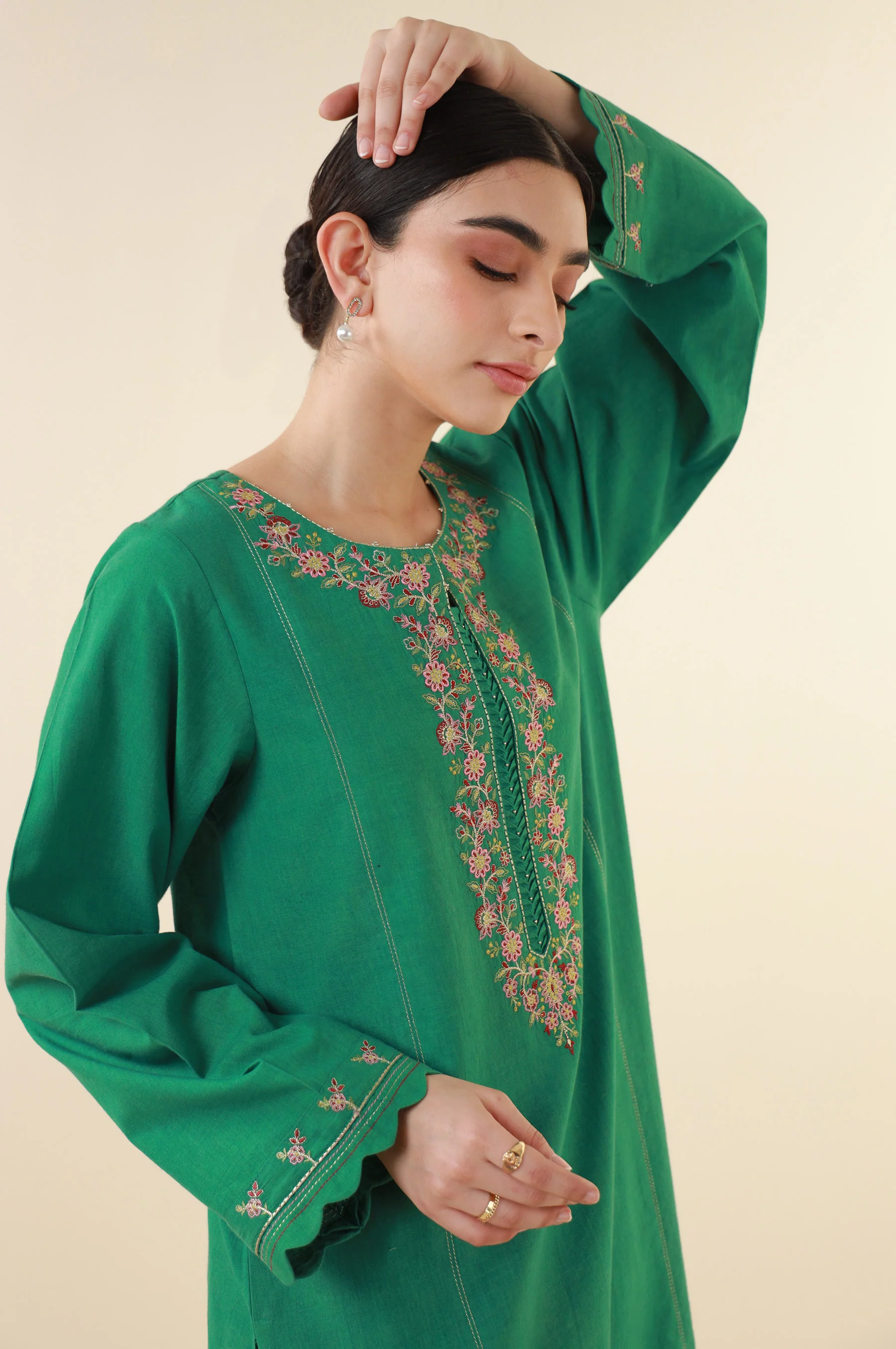 Stitched 2 Piece Embroidered Lawn Suit - Image 5