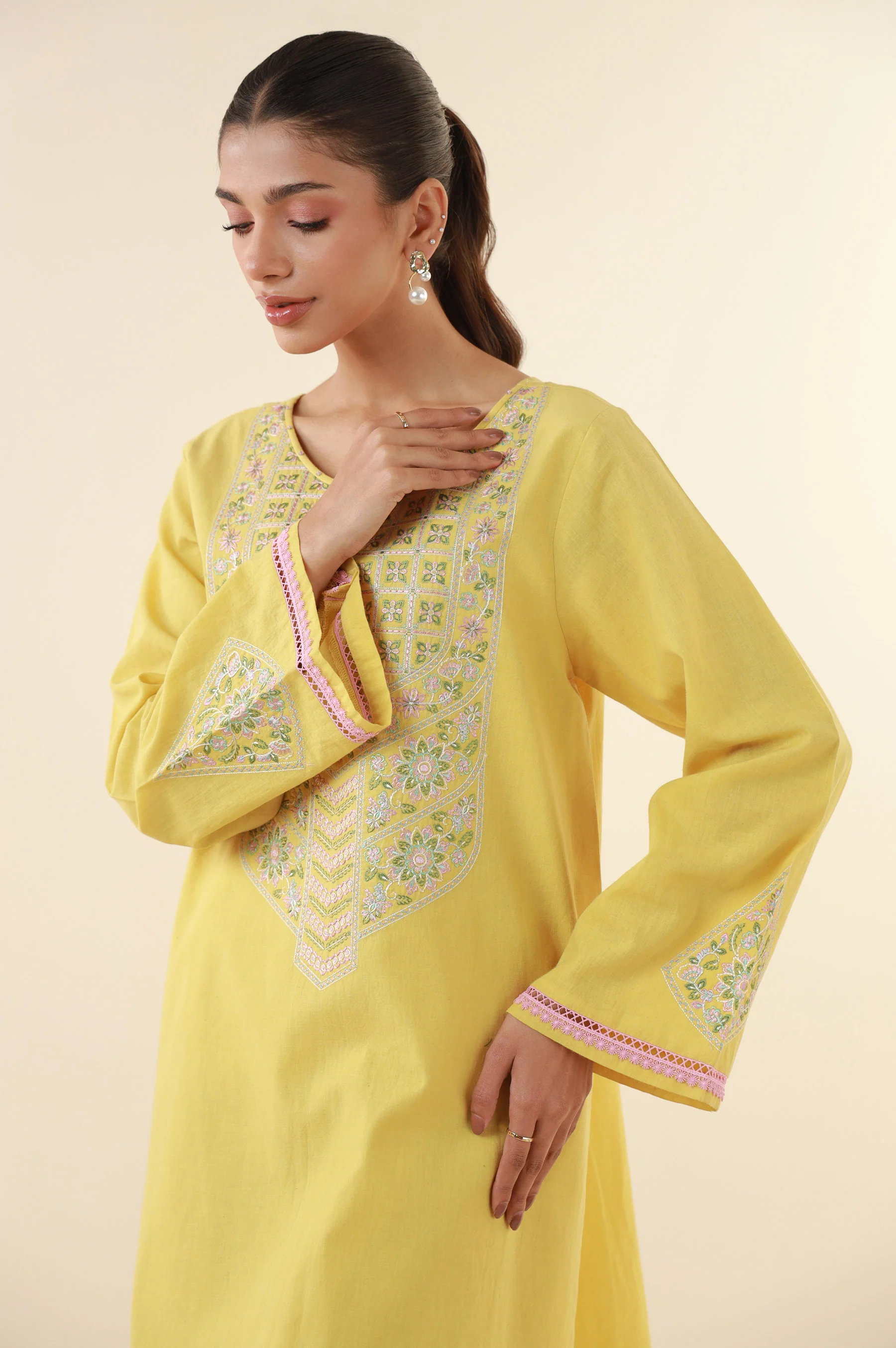 Stitched 2 Piece Embroidered Lawn Suit - Image 4
