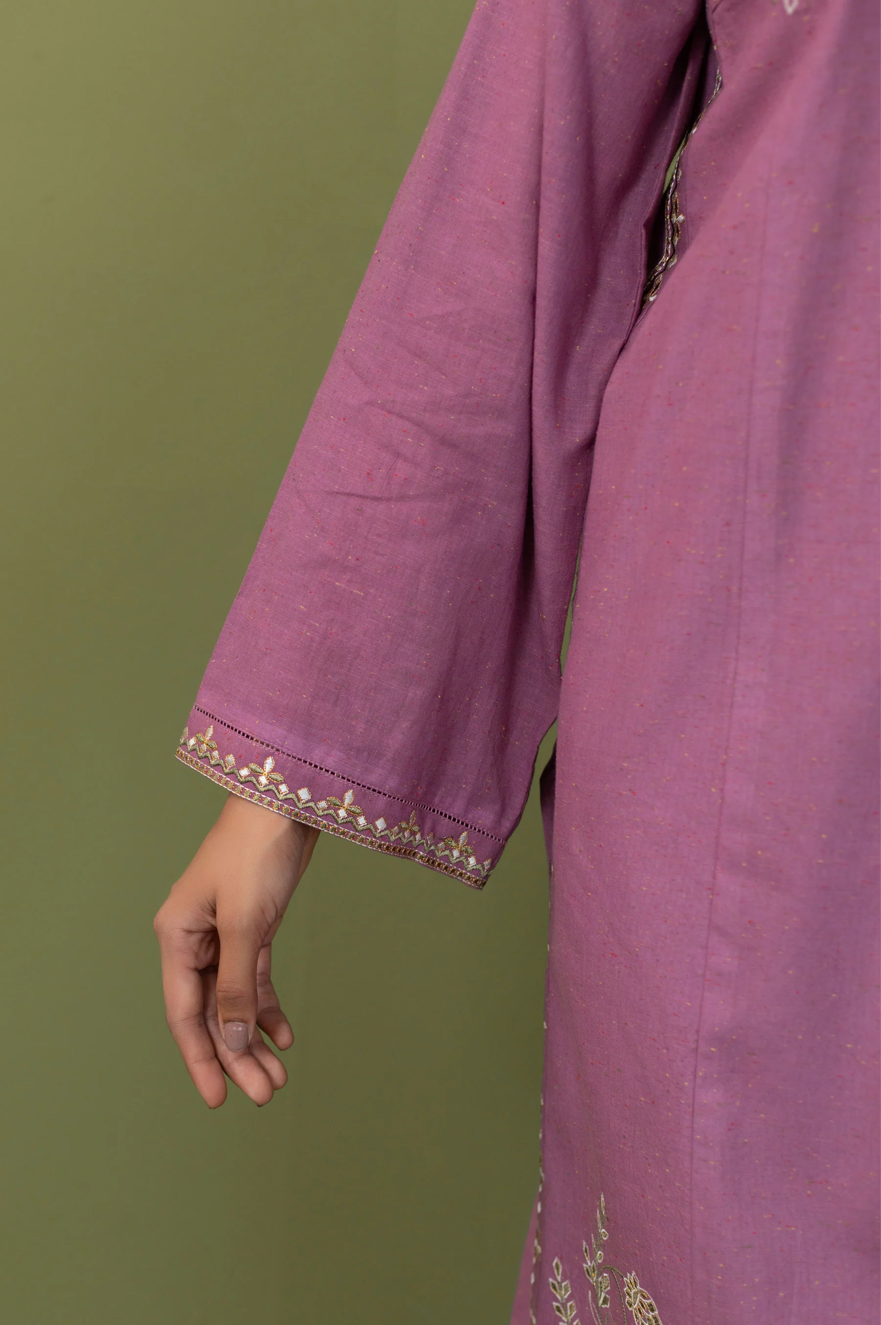 Stitched 2 Piece Embroidered Multi Neps Shirt & Bottom - Image 3