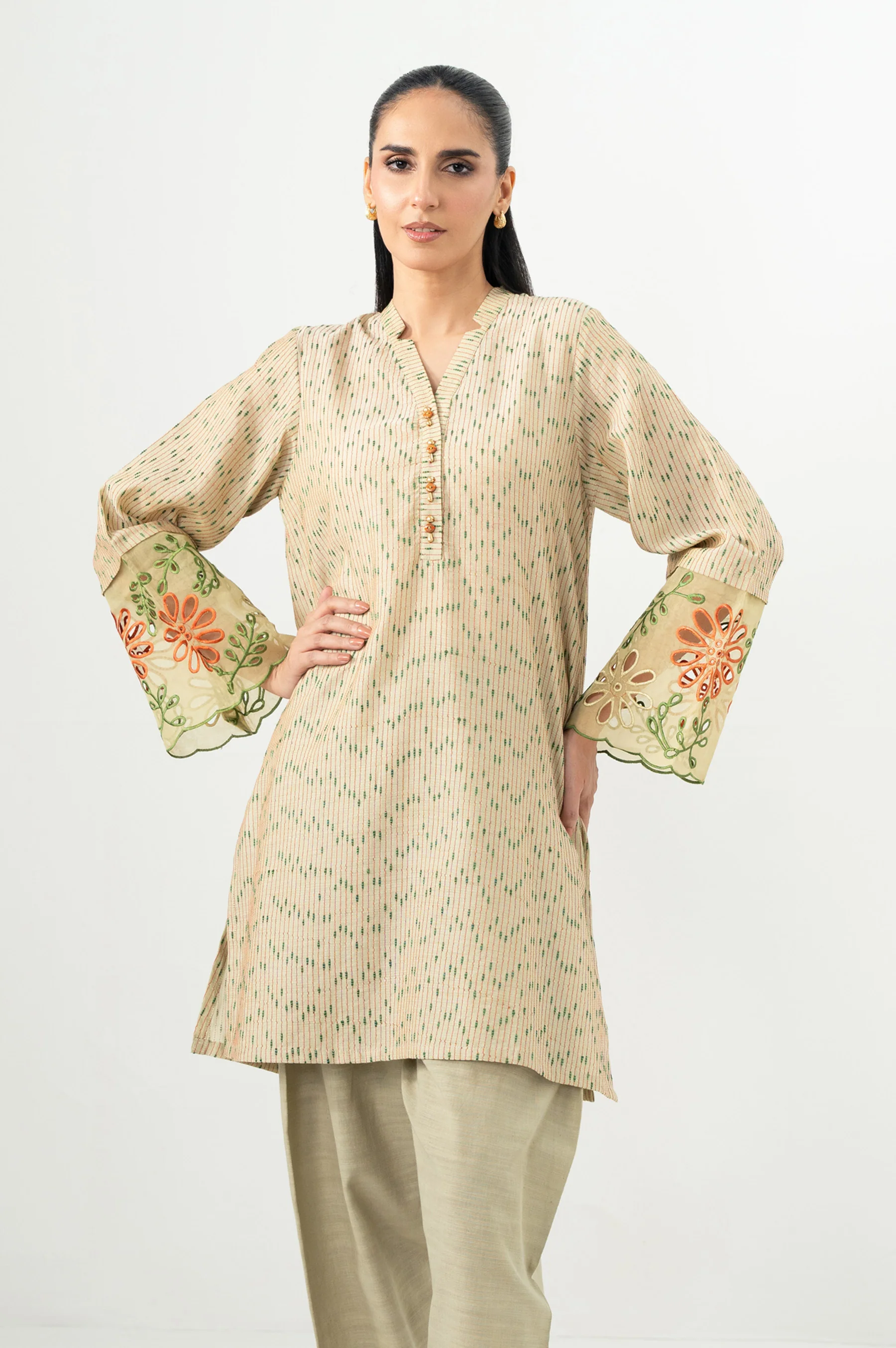 STITCHED EMBROIDERED SHIRT BOTTOM - Image 2