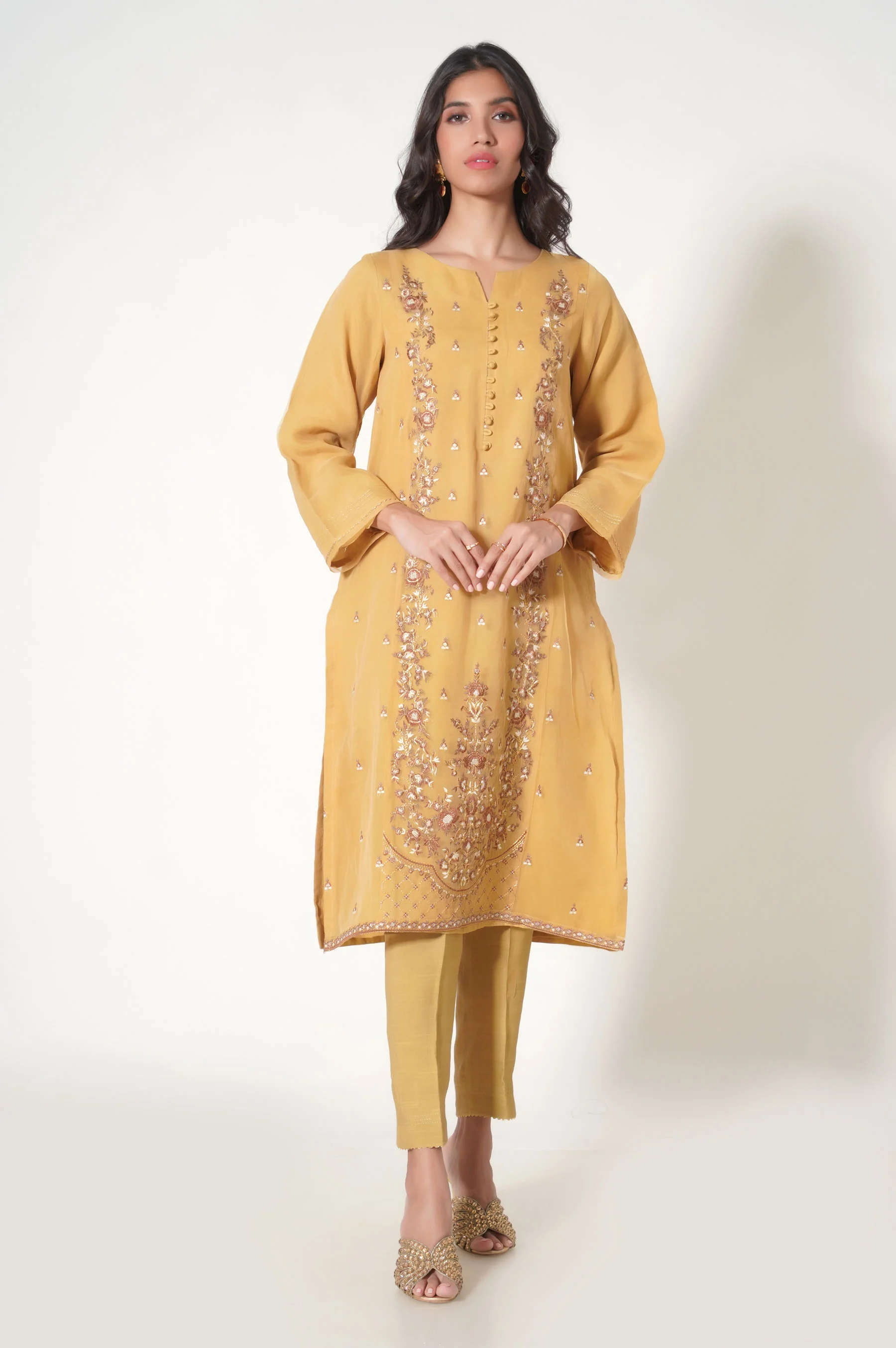 Stitched 2 Piece Embroidered Organza Outfit