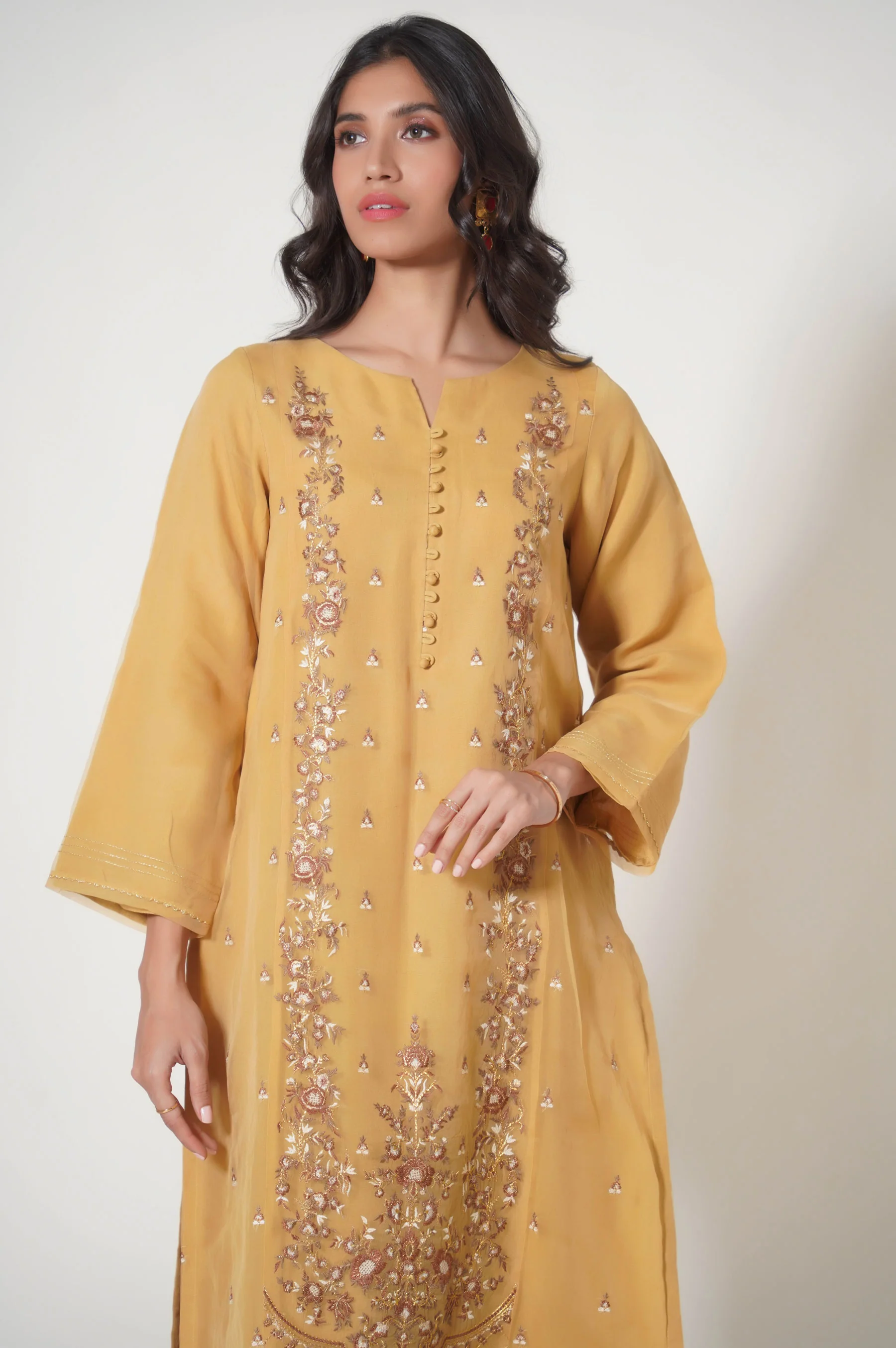 Stitched 2 Piece Embroidered Organza Outfit - Image 2