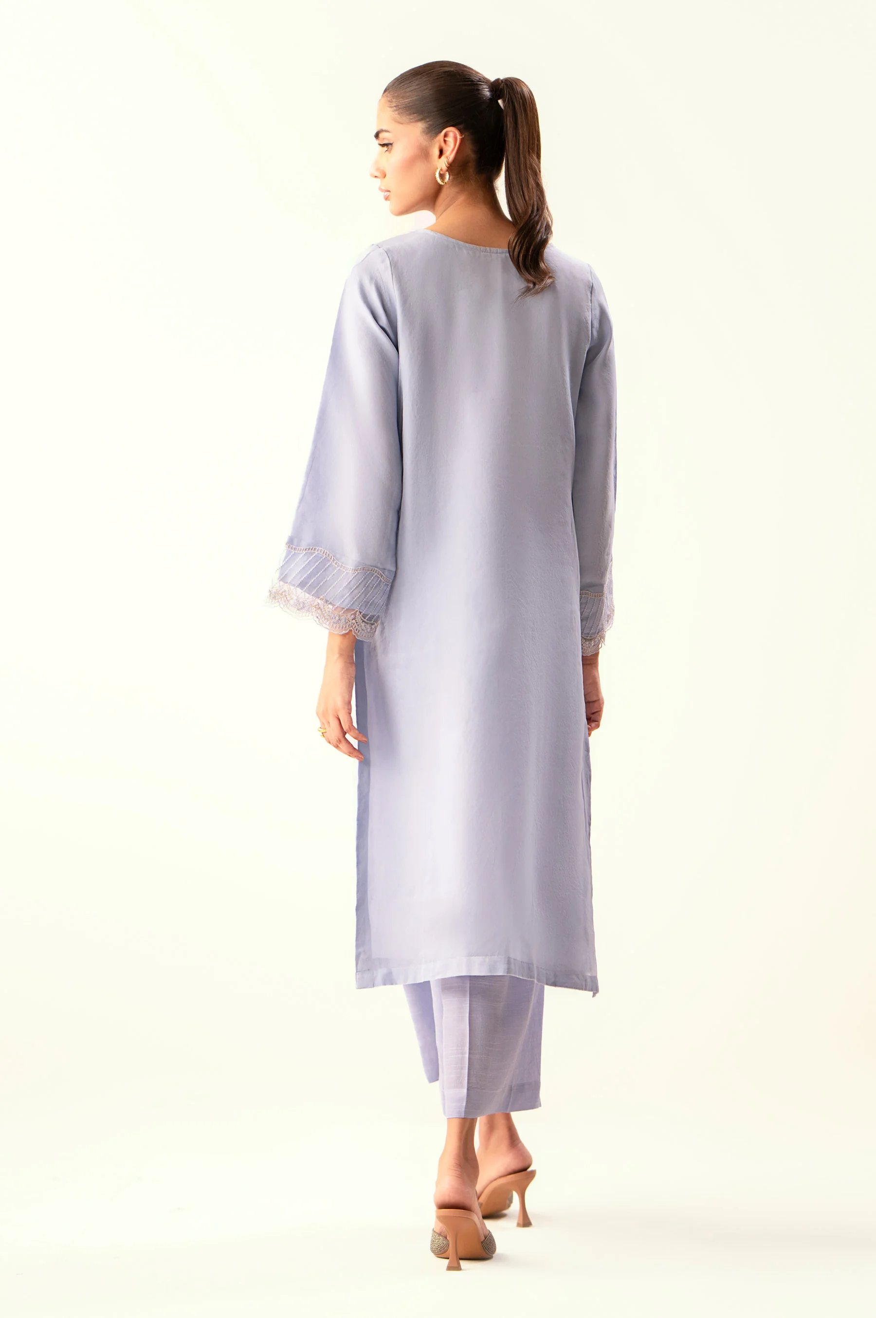 Stitched 2 Piece Embroidered Organza Suit - Image 4
