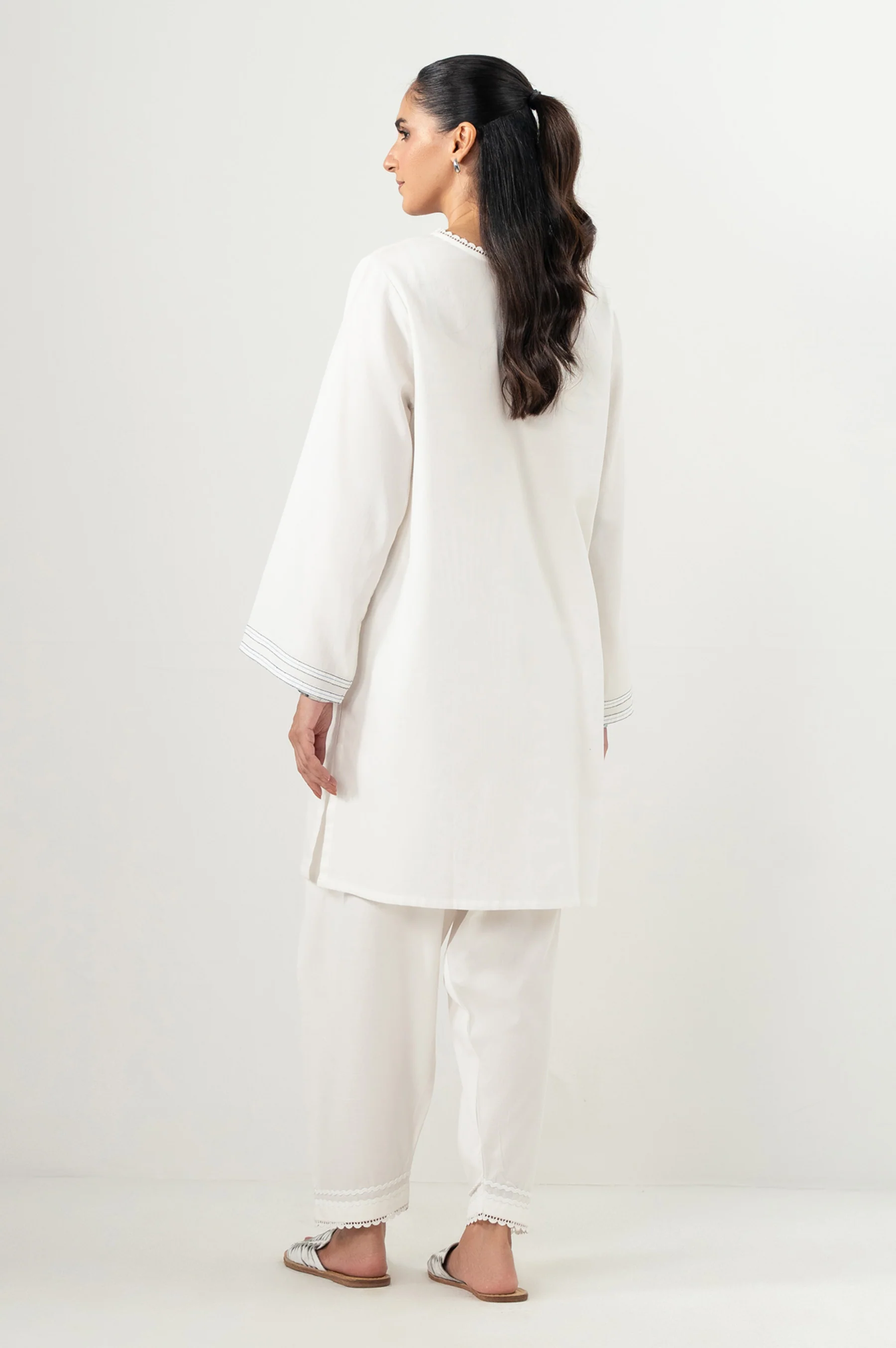 Stitched 2 Piece Embroidered Poplin Dobby Suit - Image 4