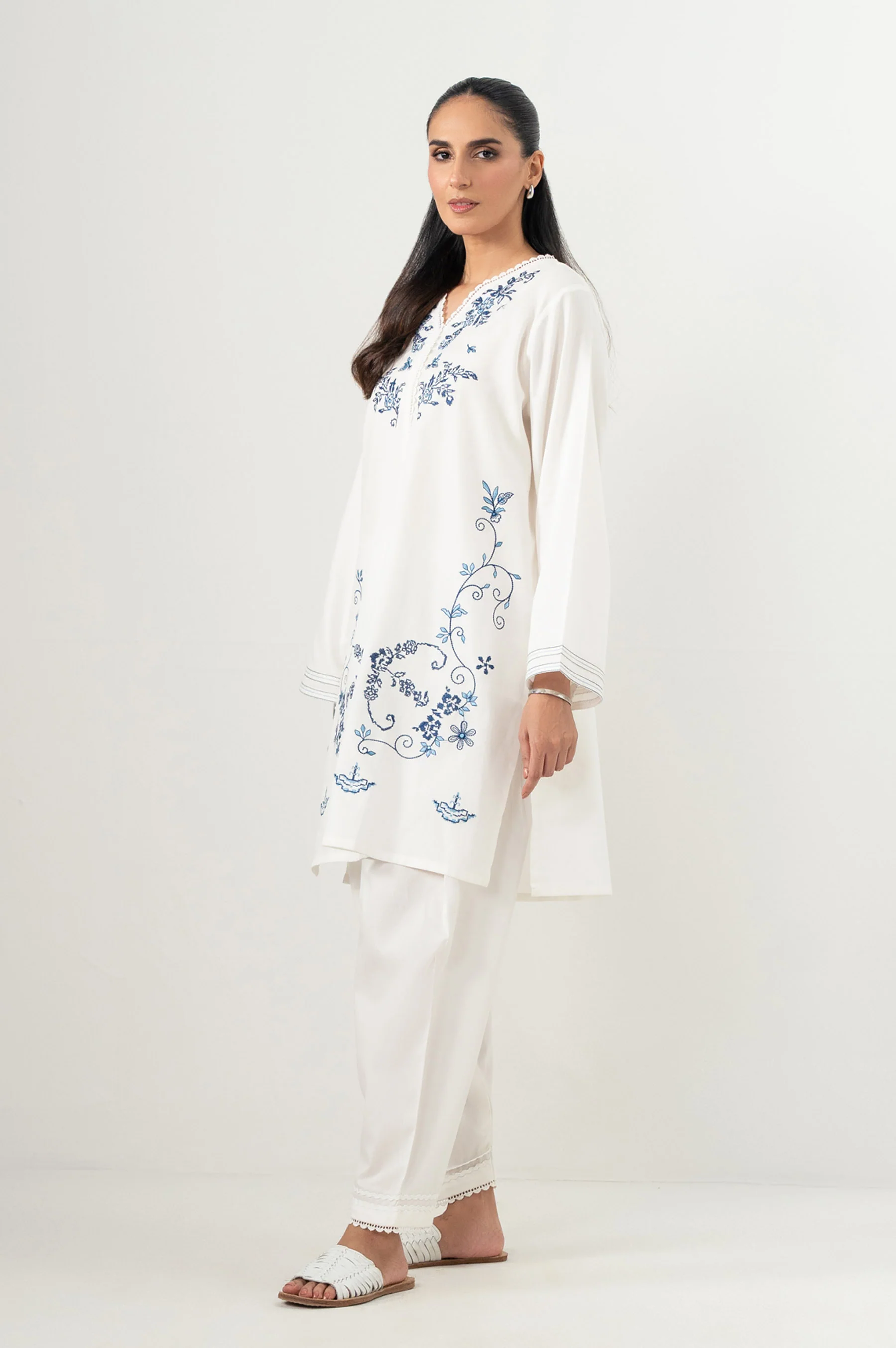 Stitched 2 Piece Embroidered Poplin Dobby Suit - Image 5