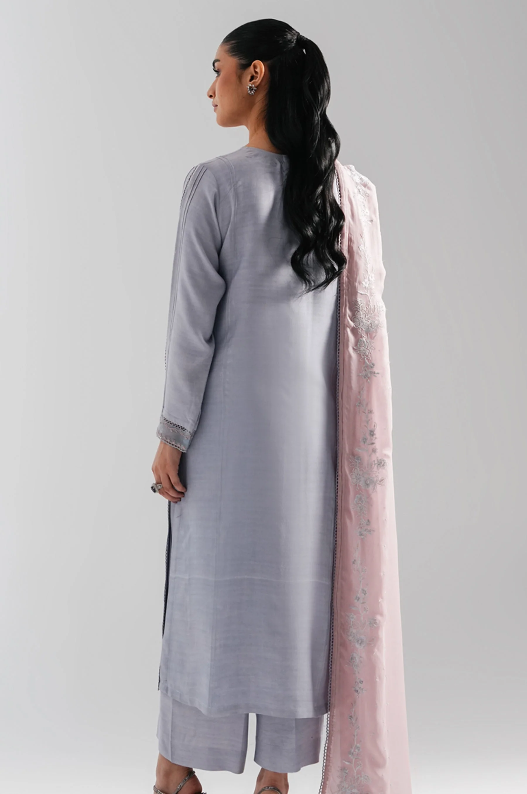 EMBROIDERED RAW SILK STITCHED SHIRT BOTTOM - Image 11