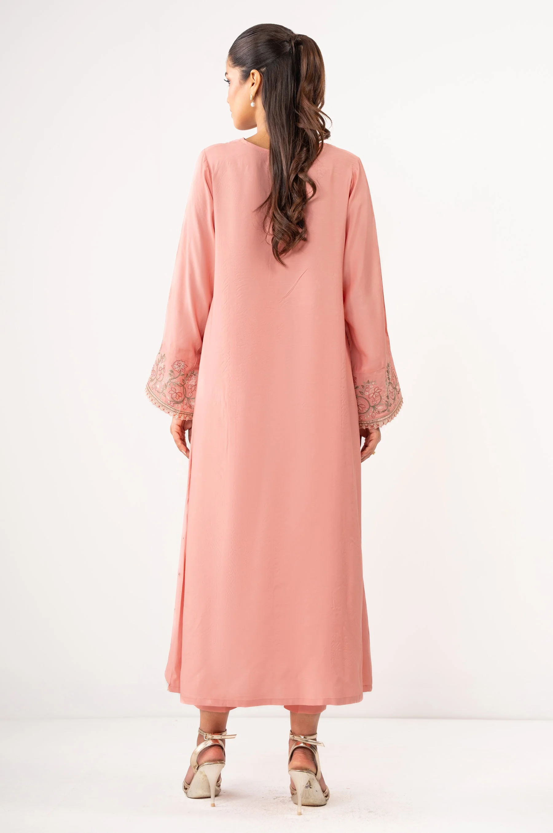Stitched 2 Piece Embroidered Raw Silk Suit (FACTORY E-OUTLET) - Image 5