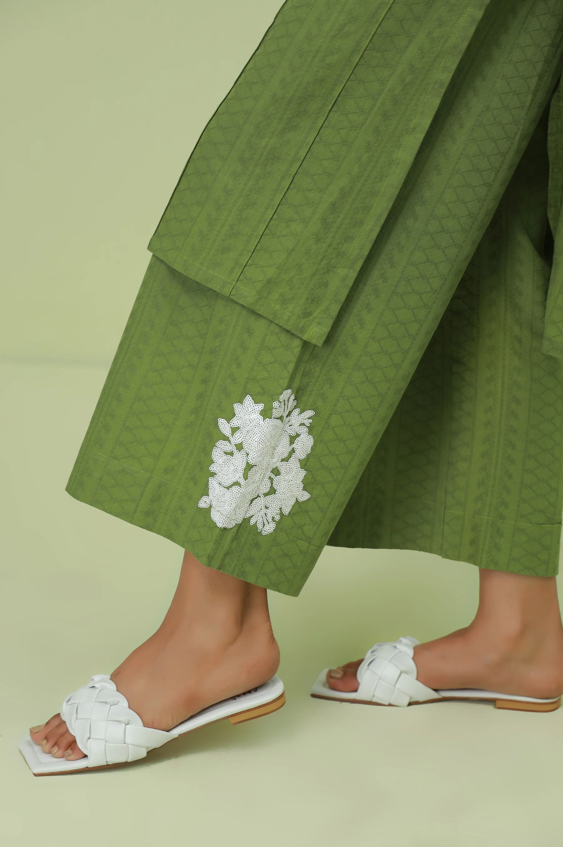 Stitched 2 Piece Embroidered Self-Jacquard Suit - Image 5