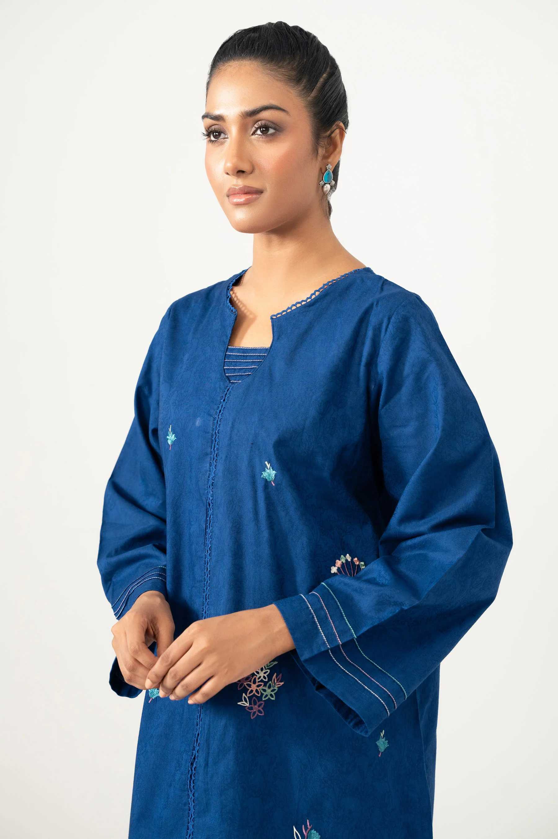 Stitched 2 Piece Embroidered Self Jacquard Suit - Image 6