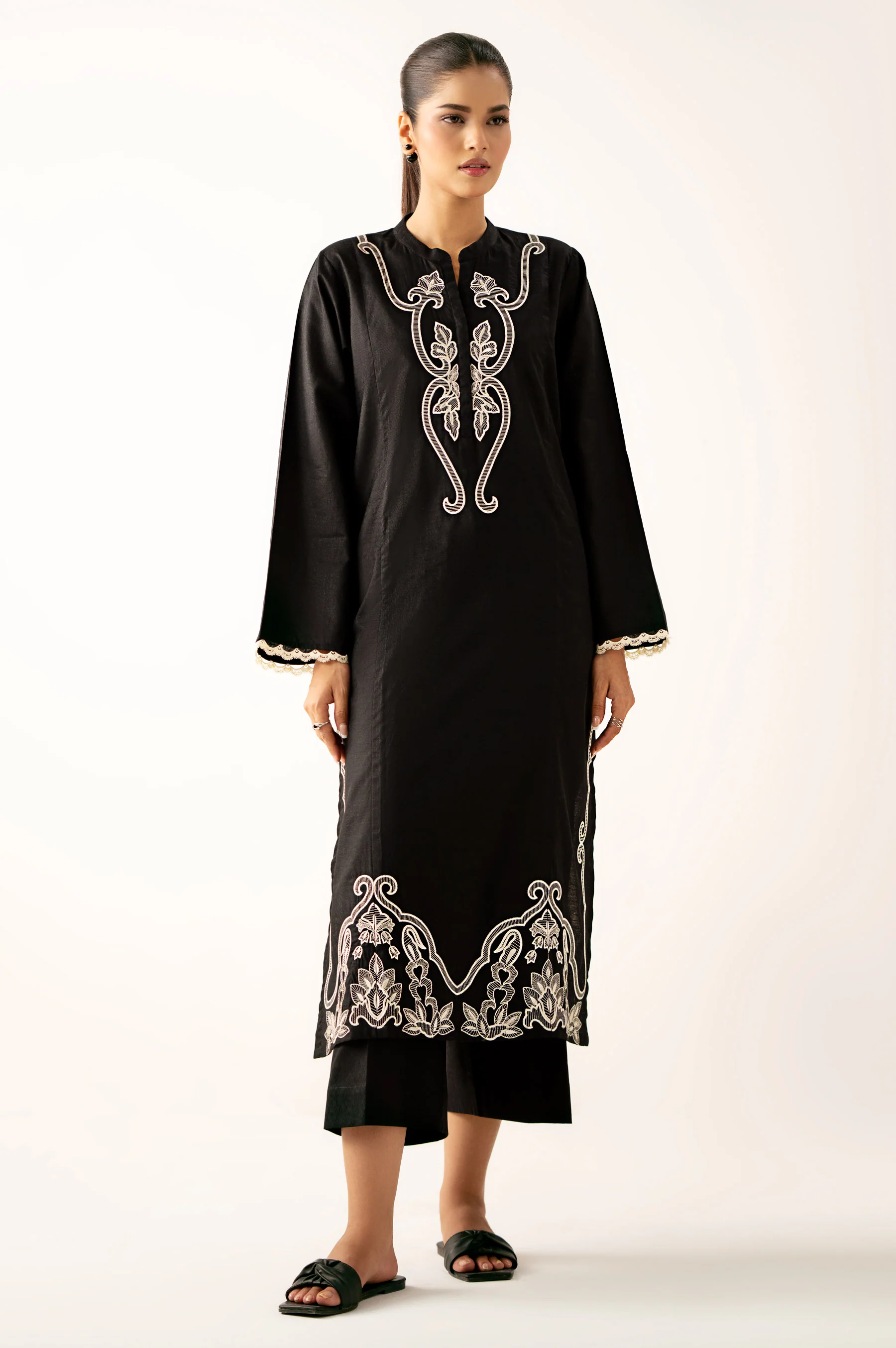 Stitched 2 Piece Embroidered Self Jacquard Suit