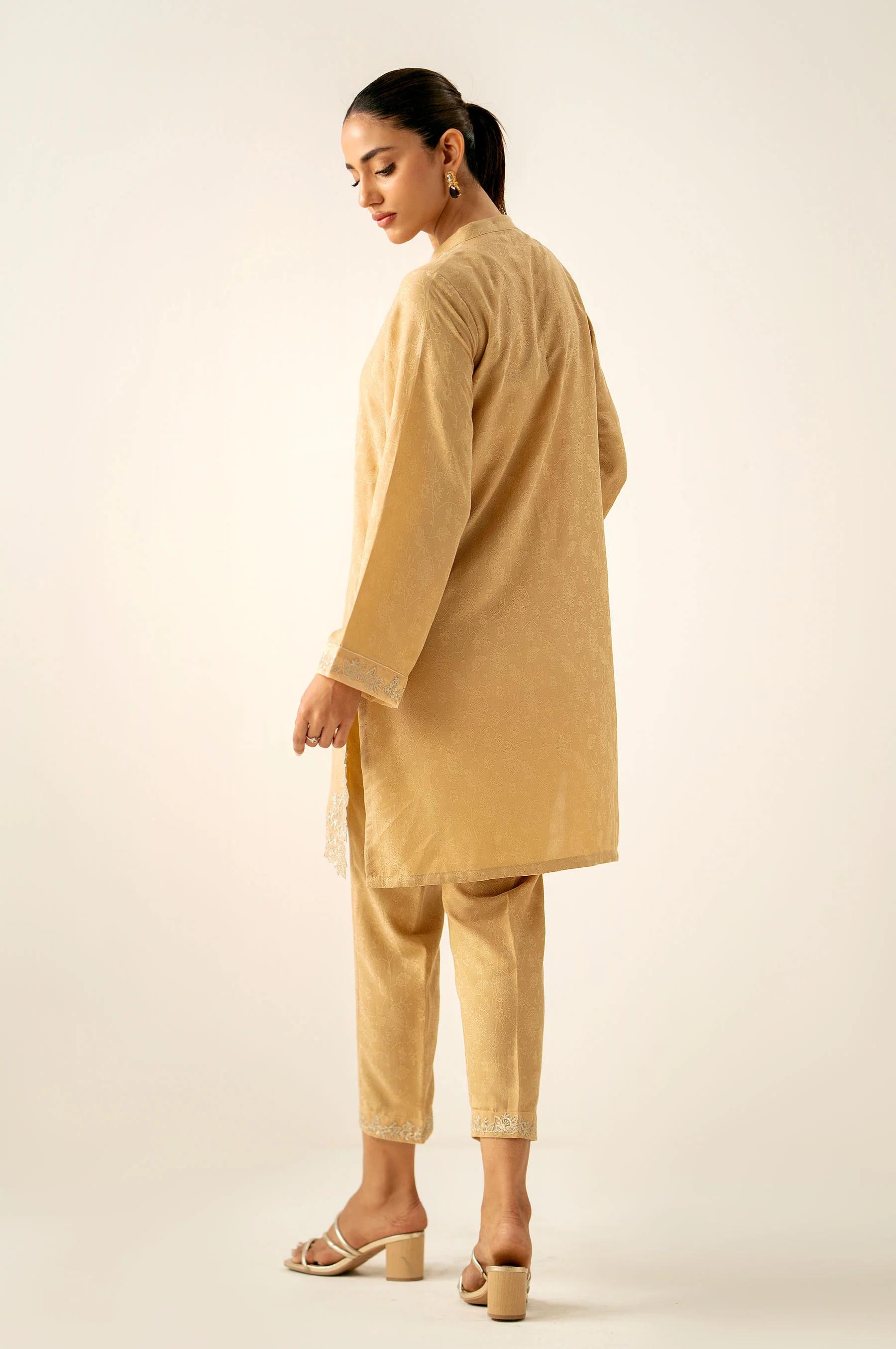 Stitched 2 Piece Embroidered Self Jacquard Suit - Image 3