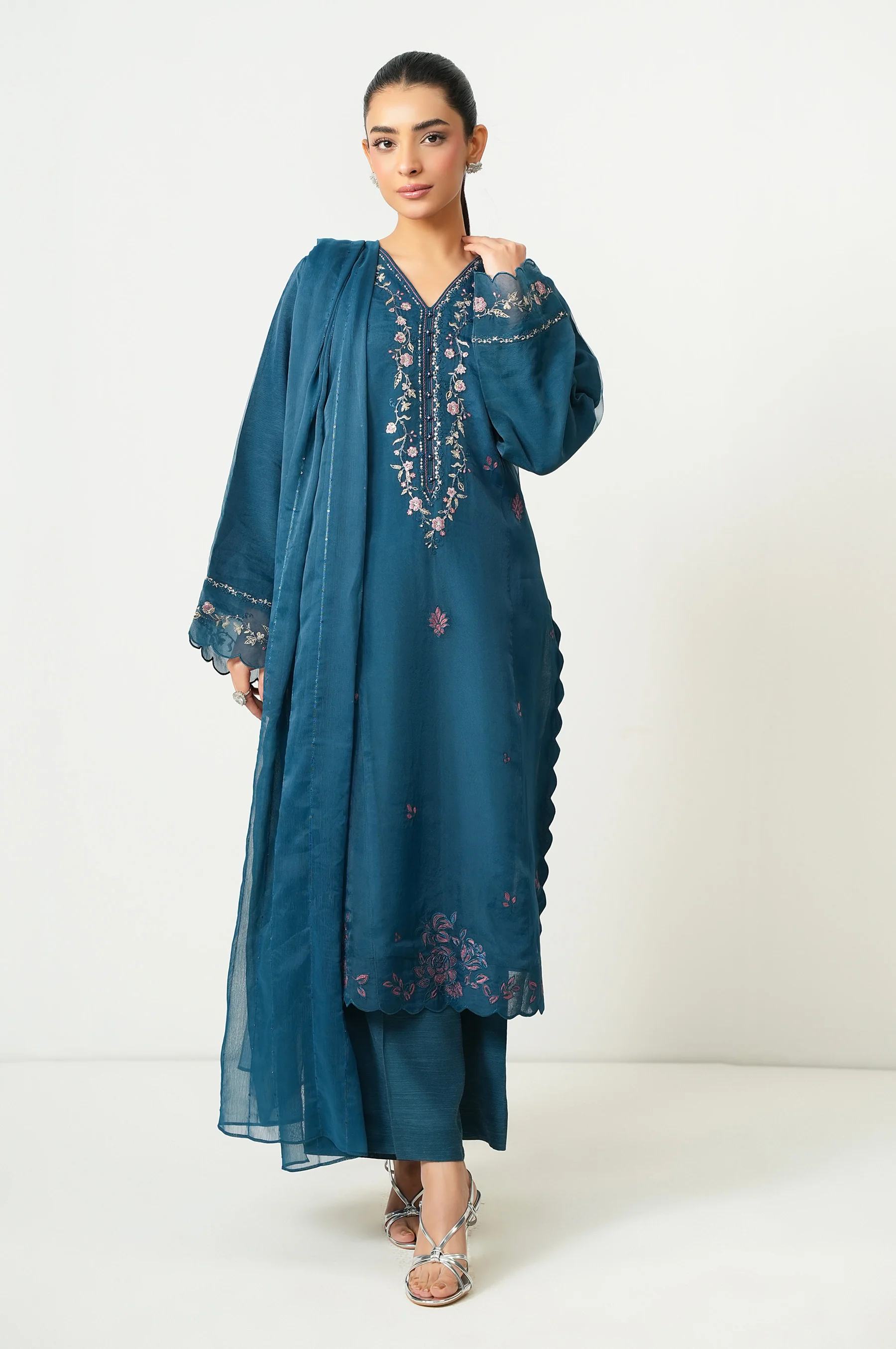EMBROIDERED ORGANZA SHIRT DUPATTA