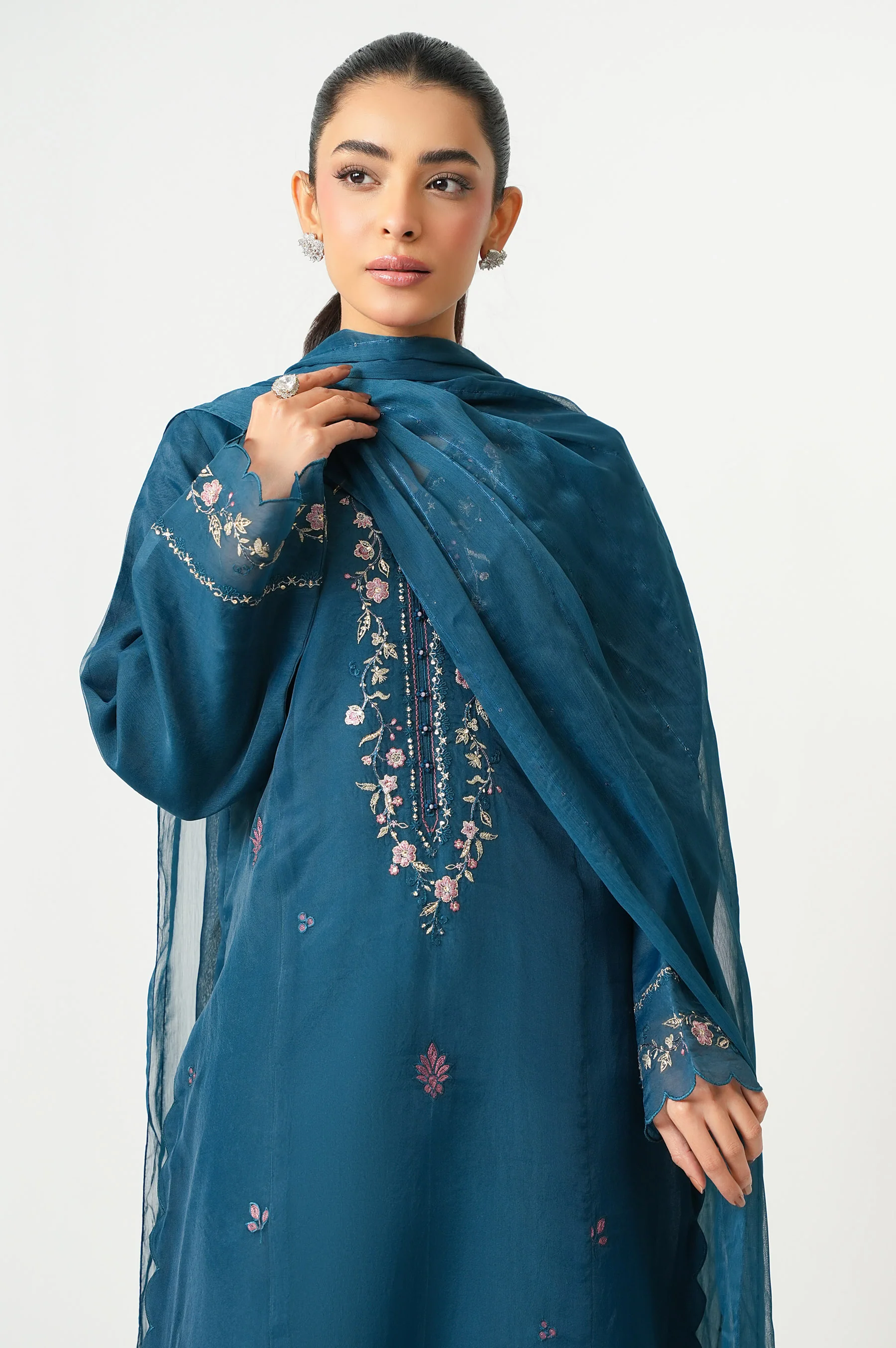 EMBROIDERED ORGANZA SHIRT DUPATTA - Image 2