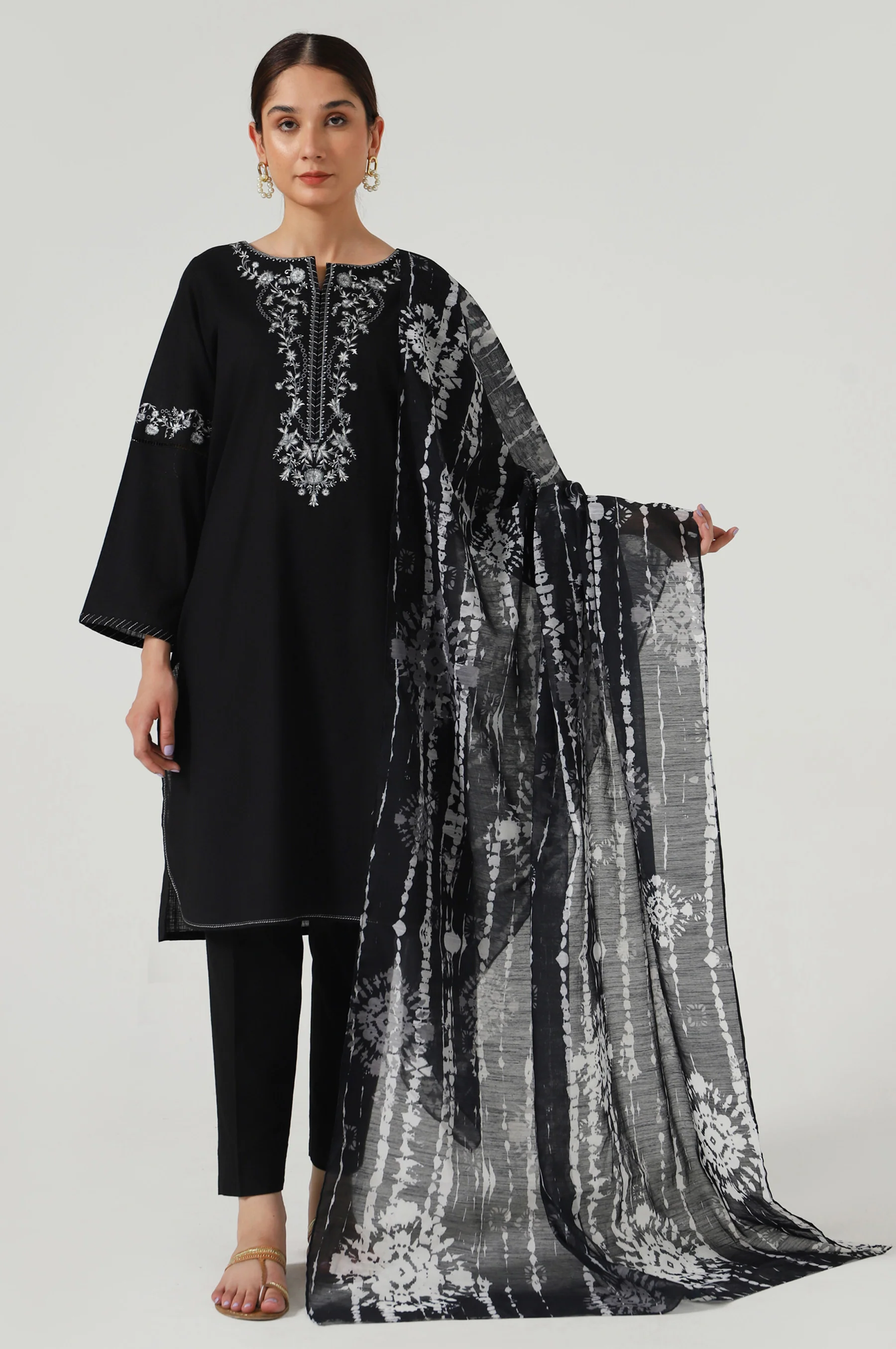 Stitched 2 Piece Embroidered slub Suit - Image 2