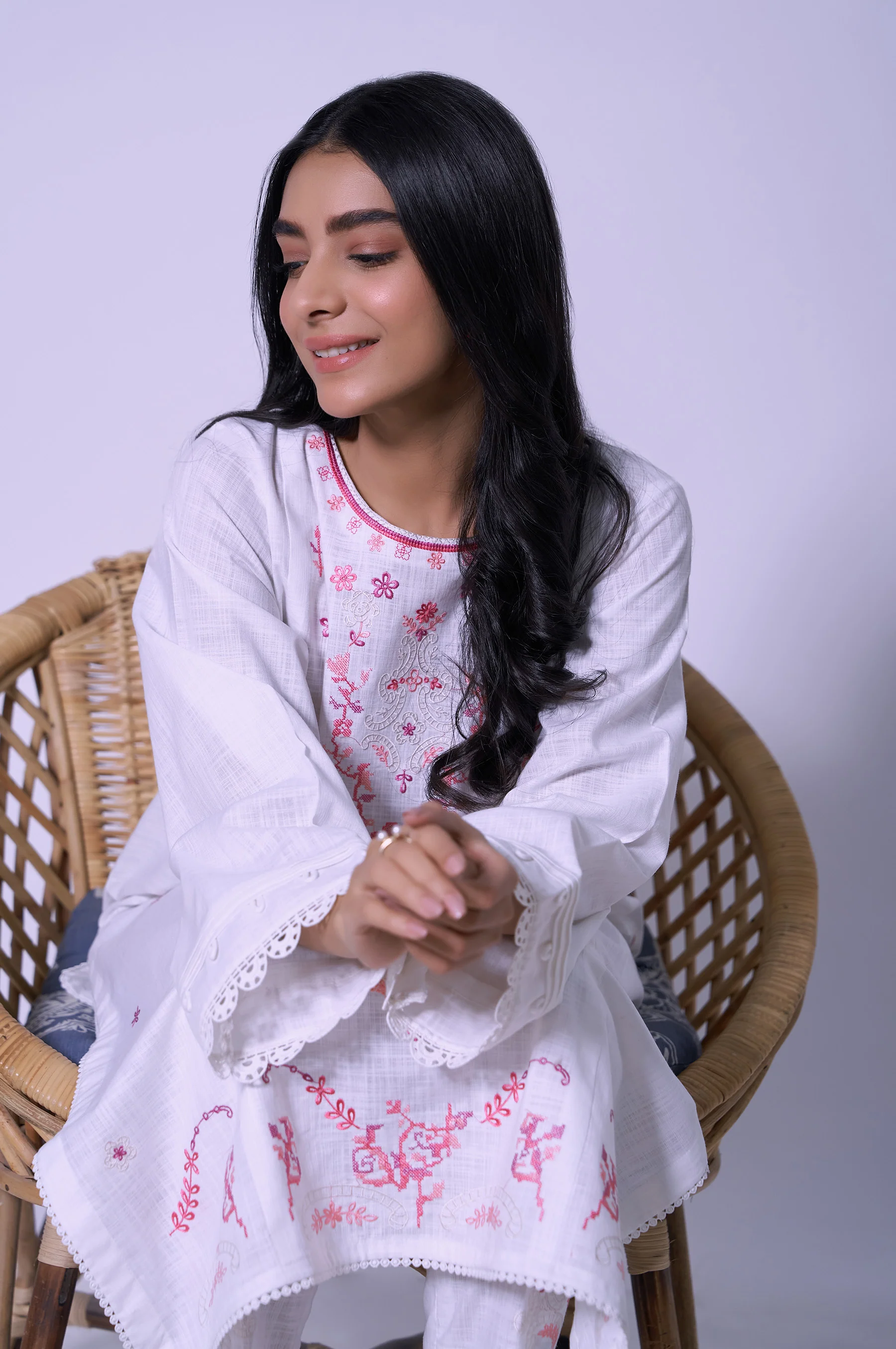 Stitched 2 piece Embroidered Cotton Slub Suit - Image 4
