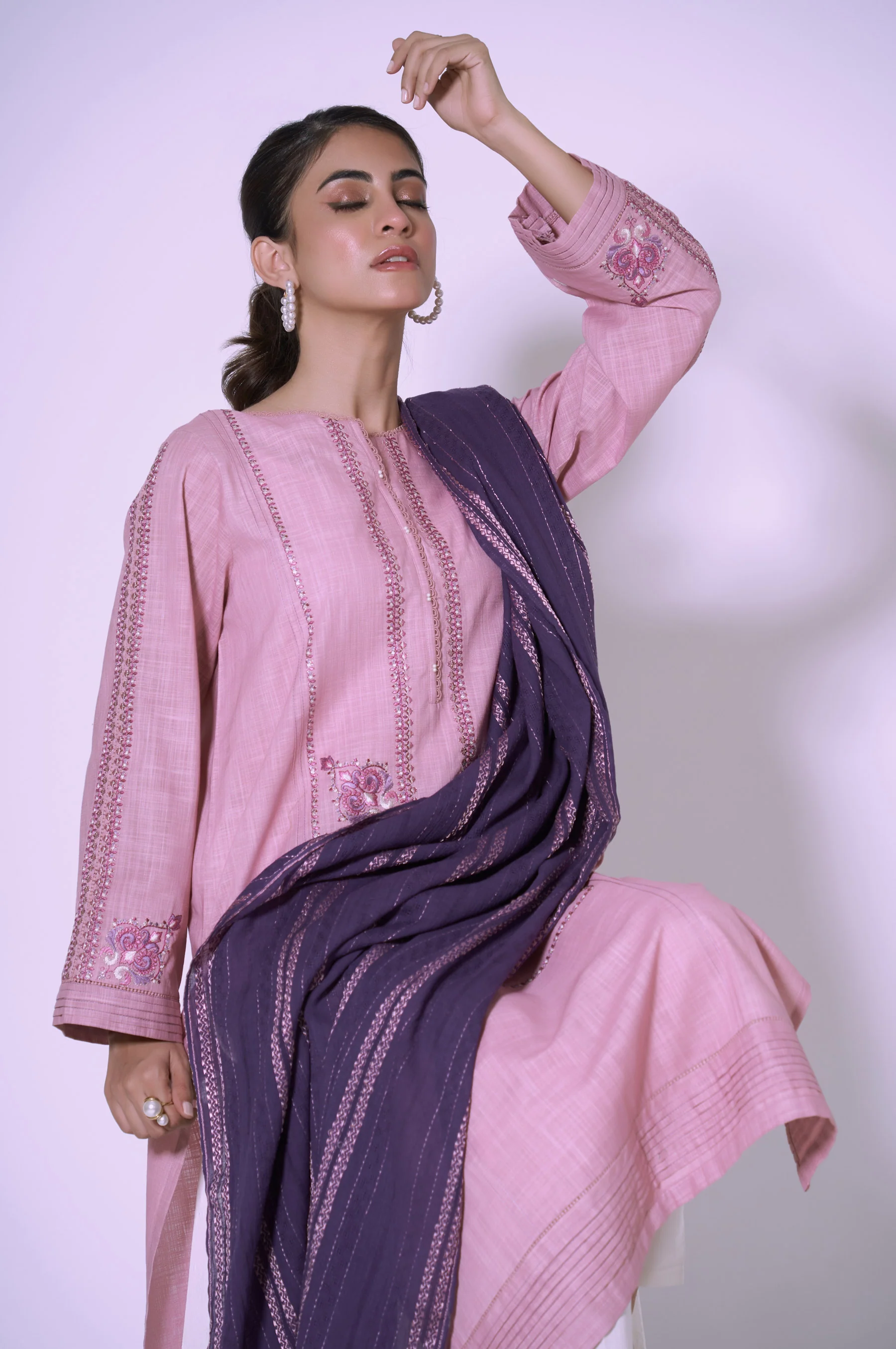 Stitched 2 piece Embroidered Slub Suit - Image 3