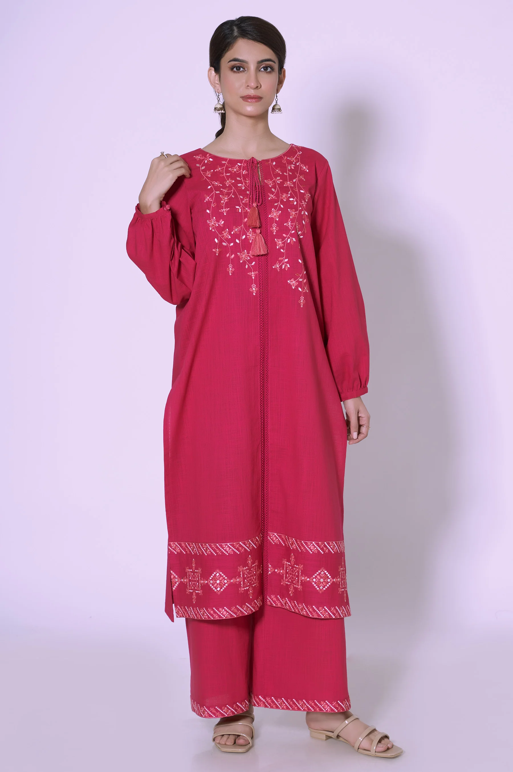 Stitched 2 piece Embroidered Slub Suit - Image 2