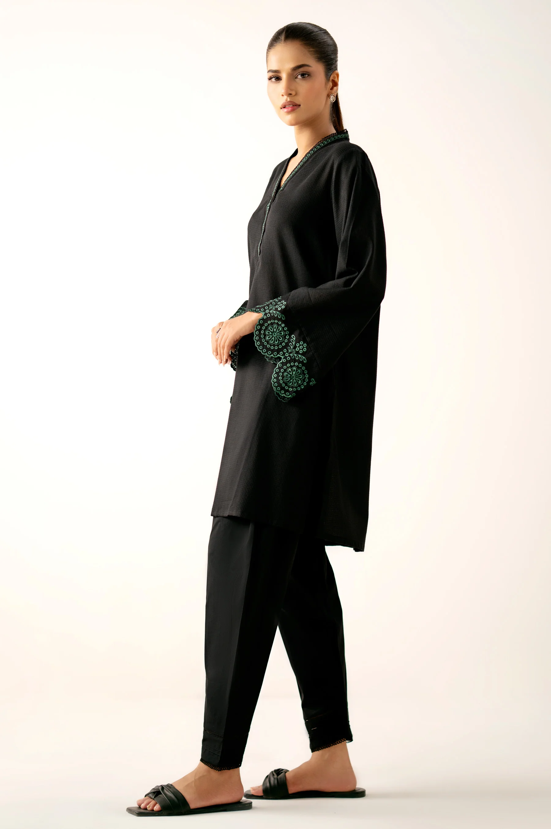 Stitched 2 Piece Embroidered Small Checks Suit - Image 3
