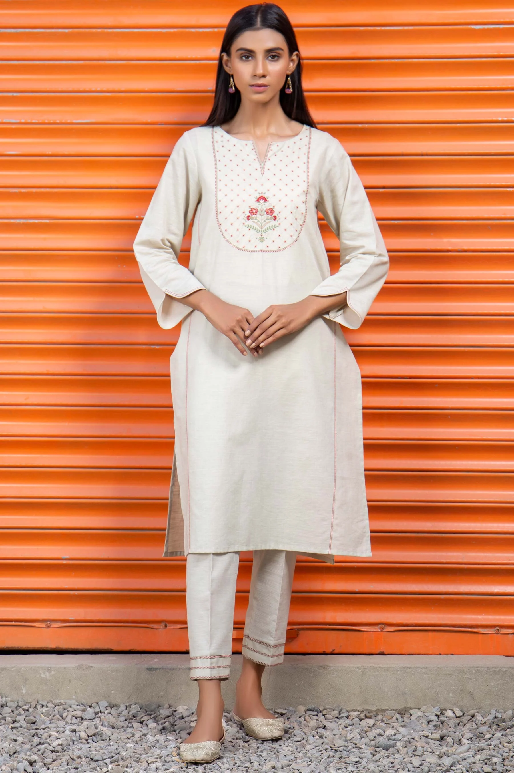 Stitched 2 Piece Embroidered Khaddar Suit - Image 3