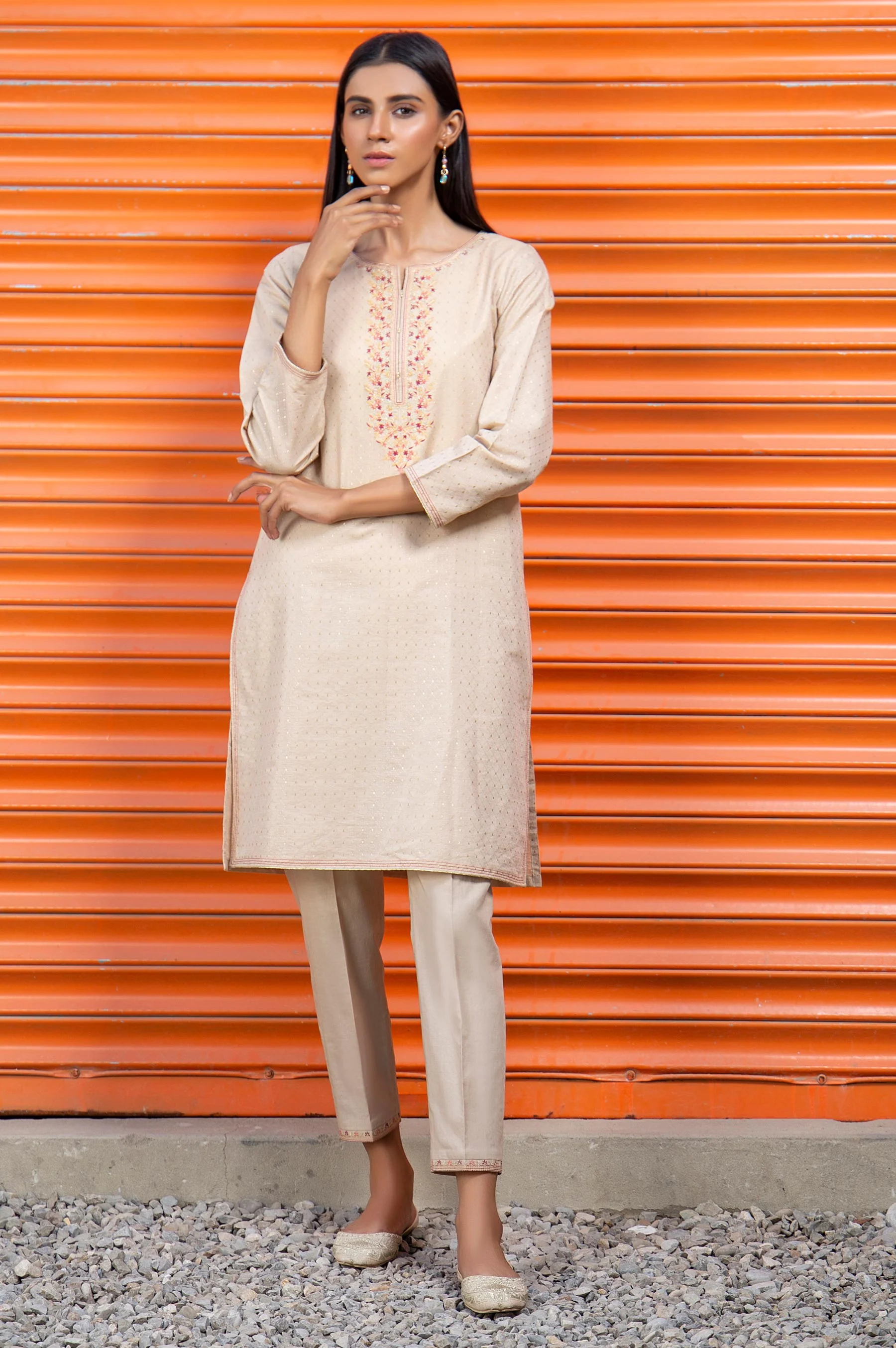 Stitched 2 Piece Embroidered Mesuri Suit - Image 3