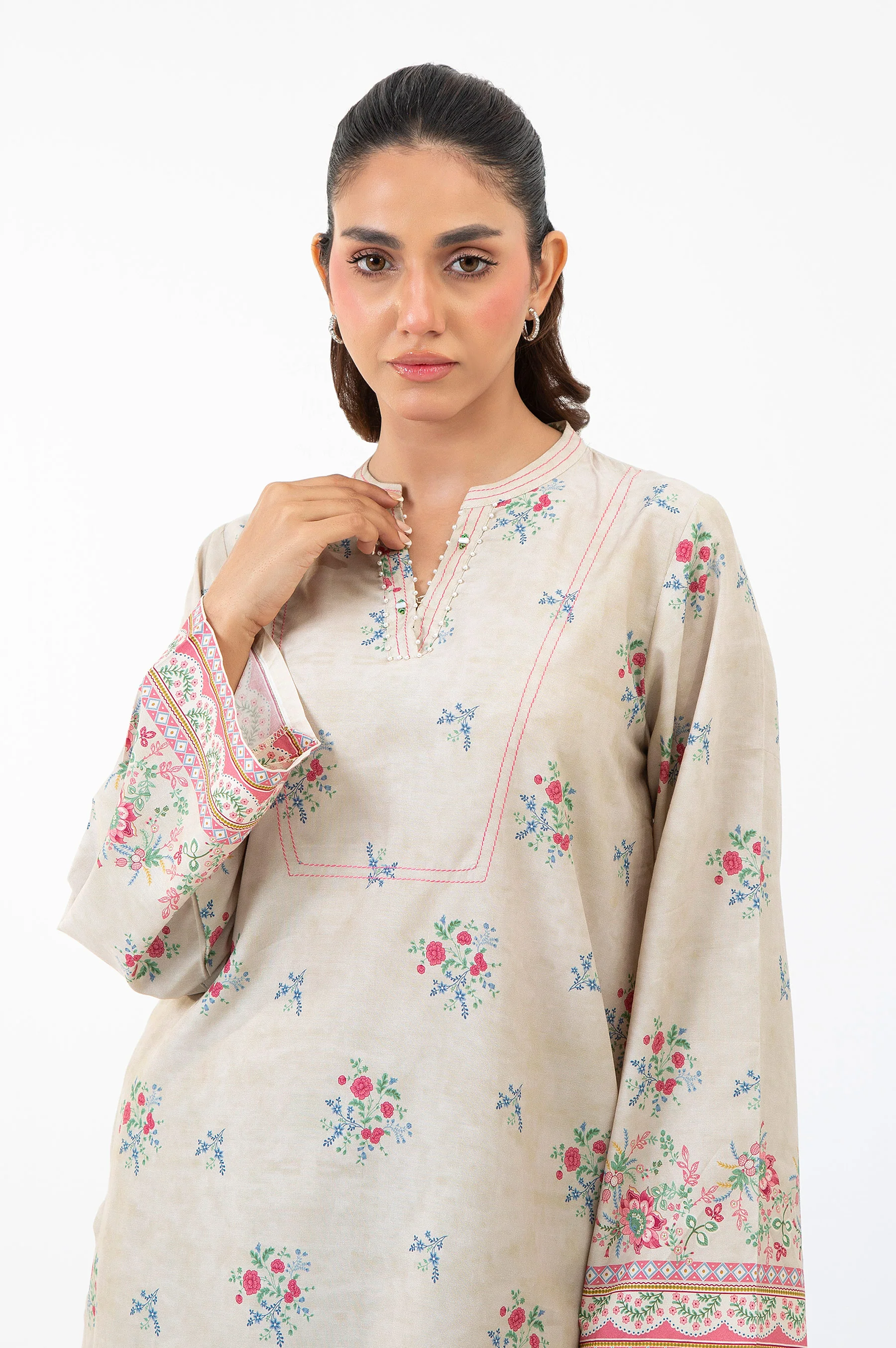 STITCHED EMBROIDERED CAMBRIC SUIT - Image 3