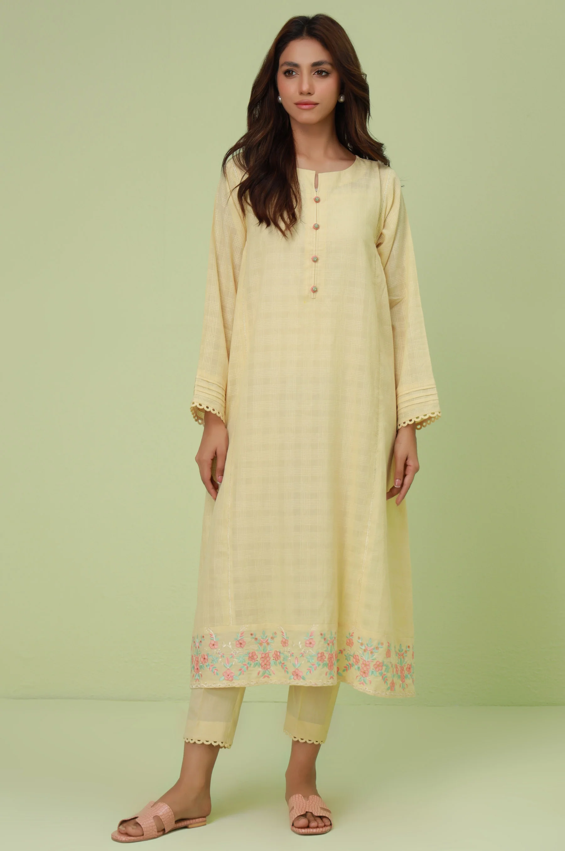 Stitched 2 Piece Embroidered Textured Suit