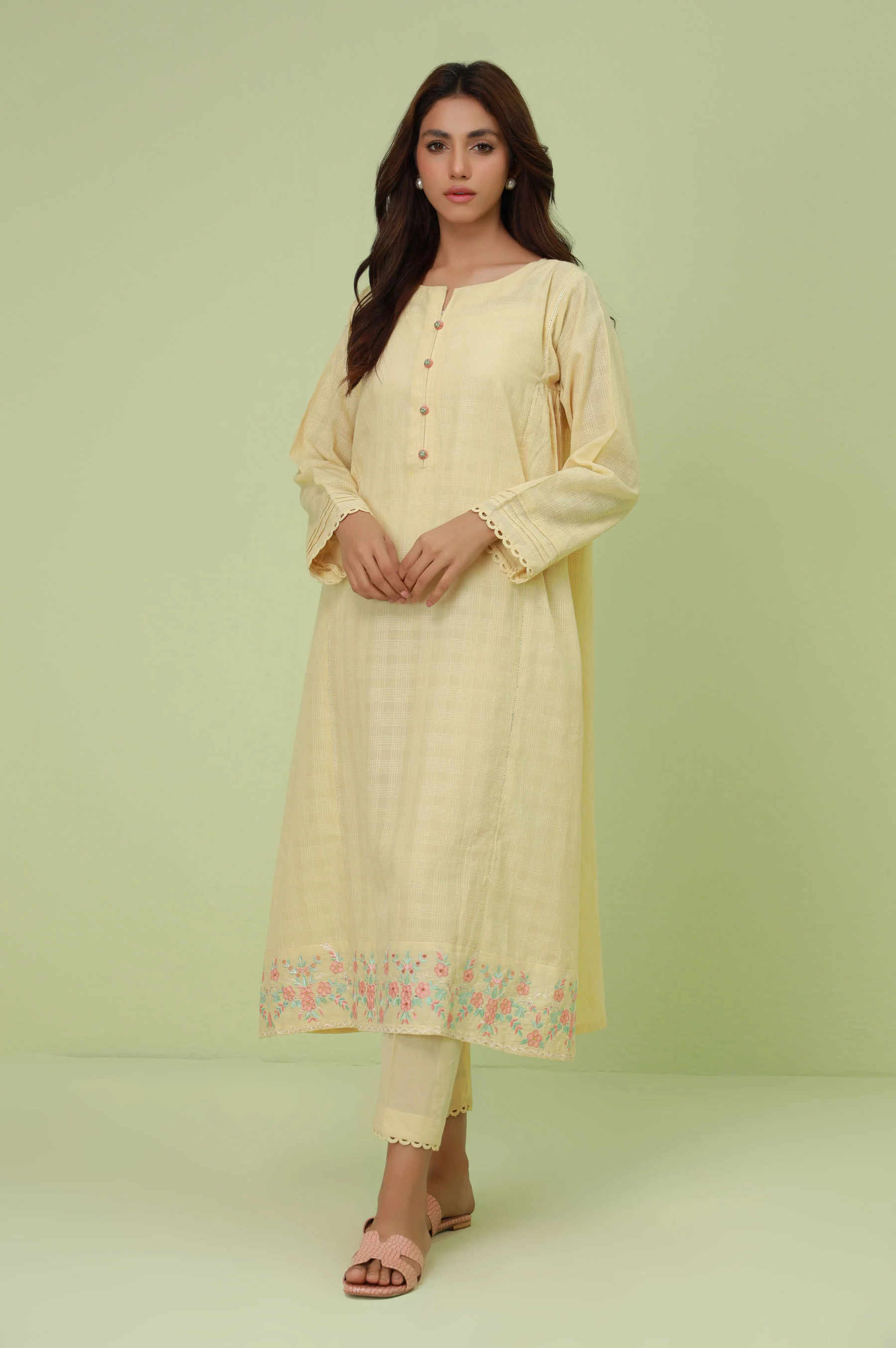Stitched 2 Piece Embroidered Textured Suit - Image 4